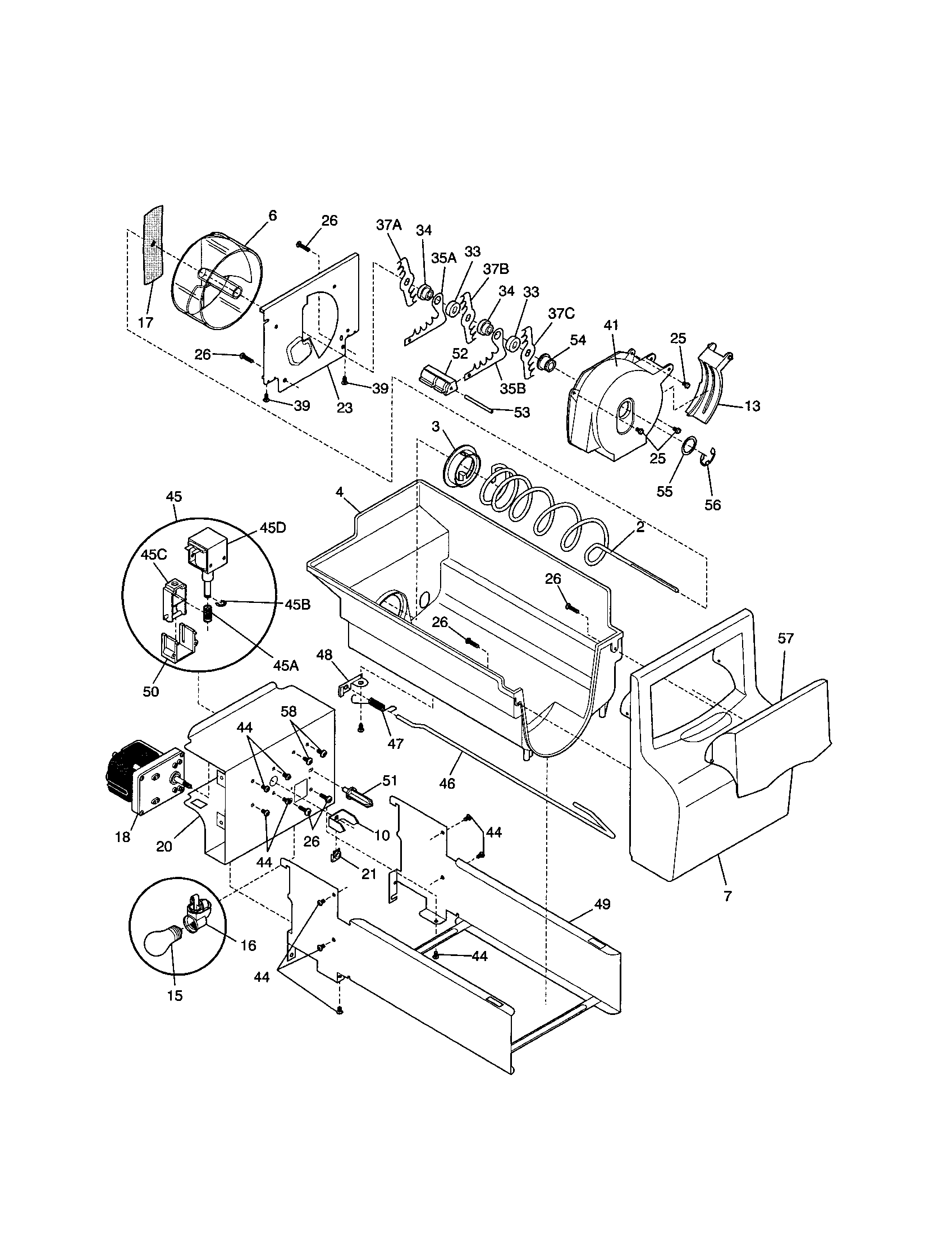 Kenmore 25351232106 ice container diagram