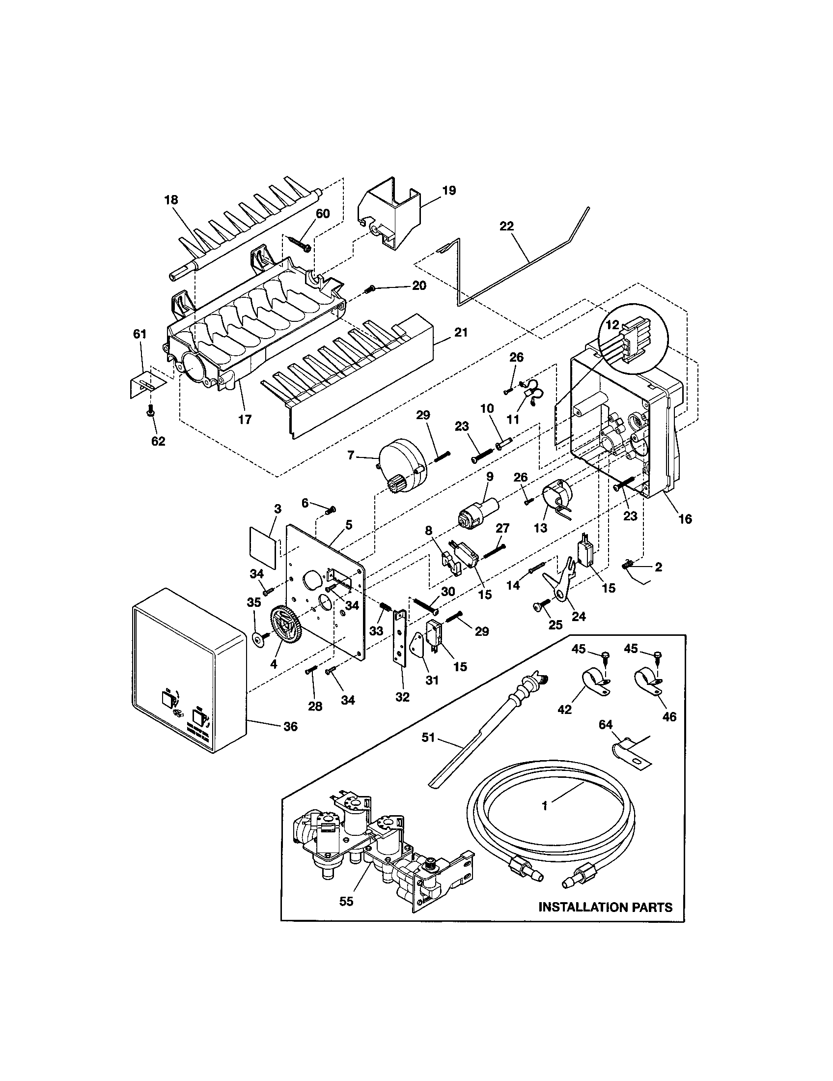 Kenmore 25351232106 ice maker diagram