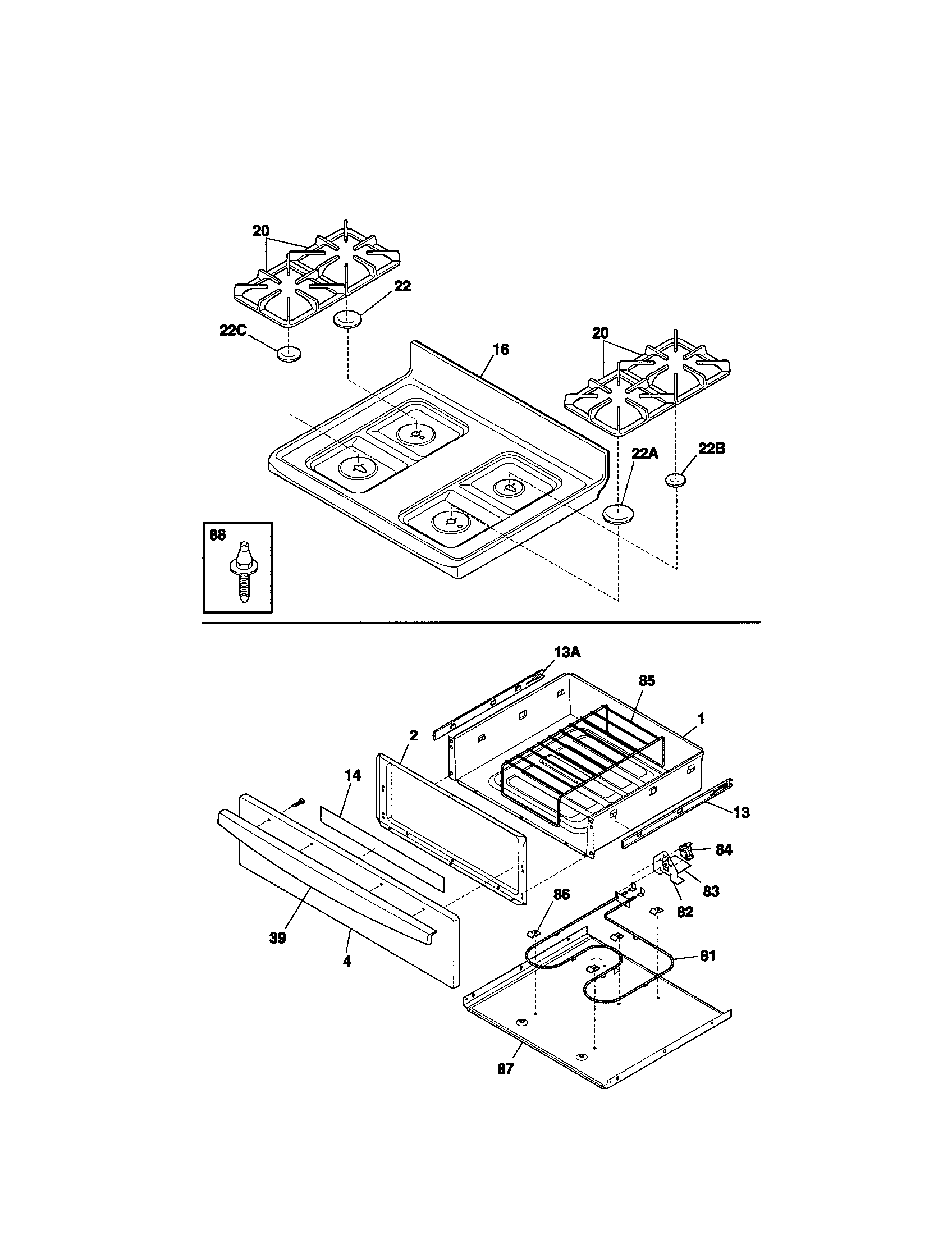 Kenmore 79075919200 top/drawer diagram