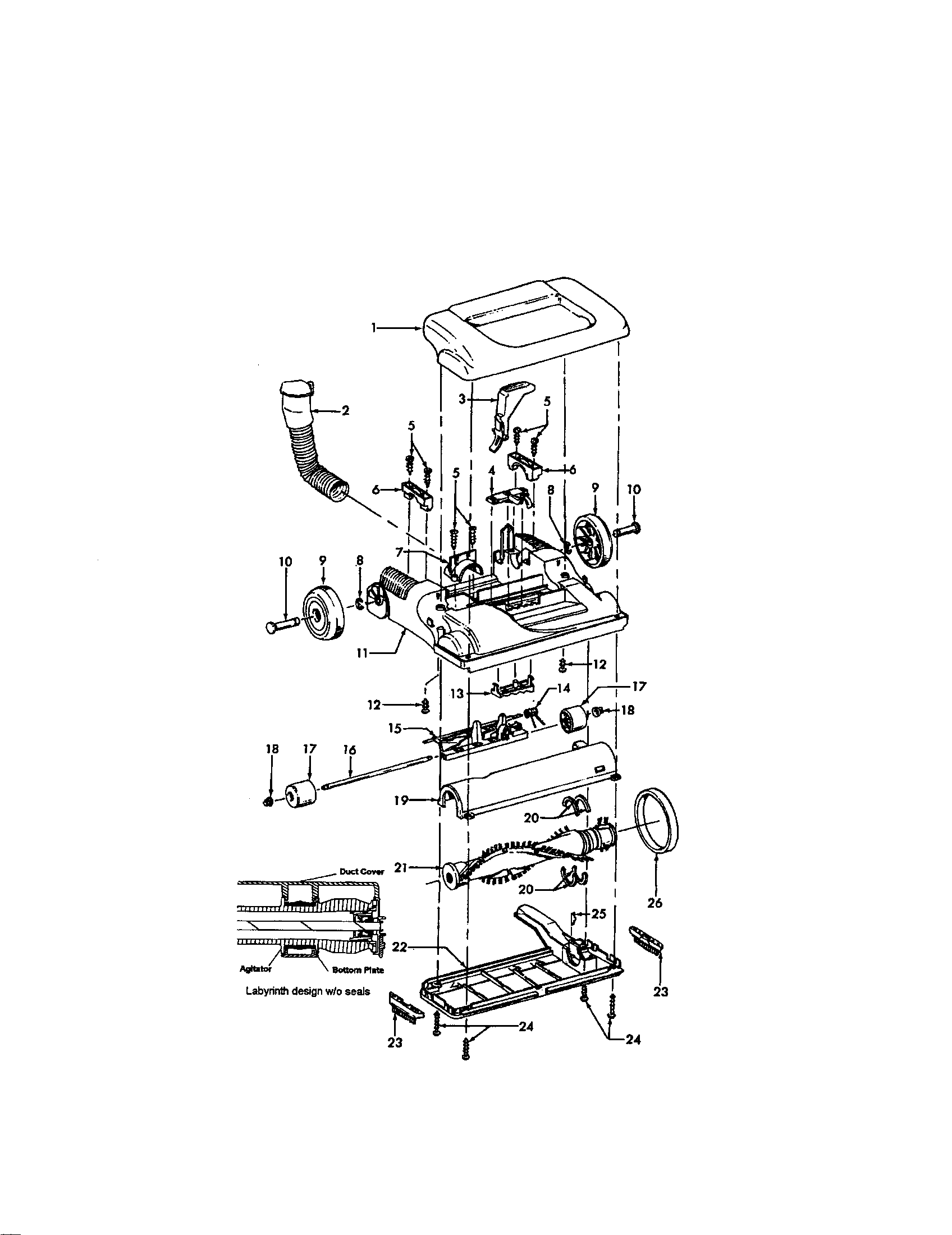 Hoover U5477-900 15" hood/main body diagram