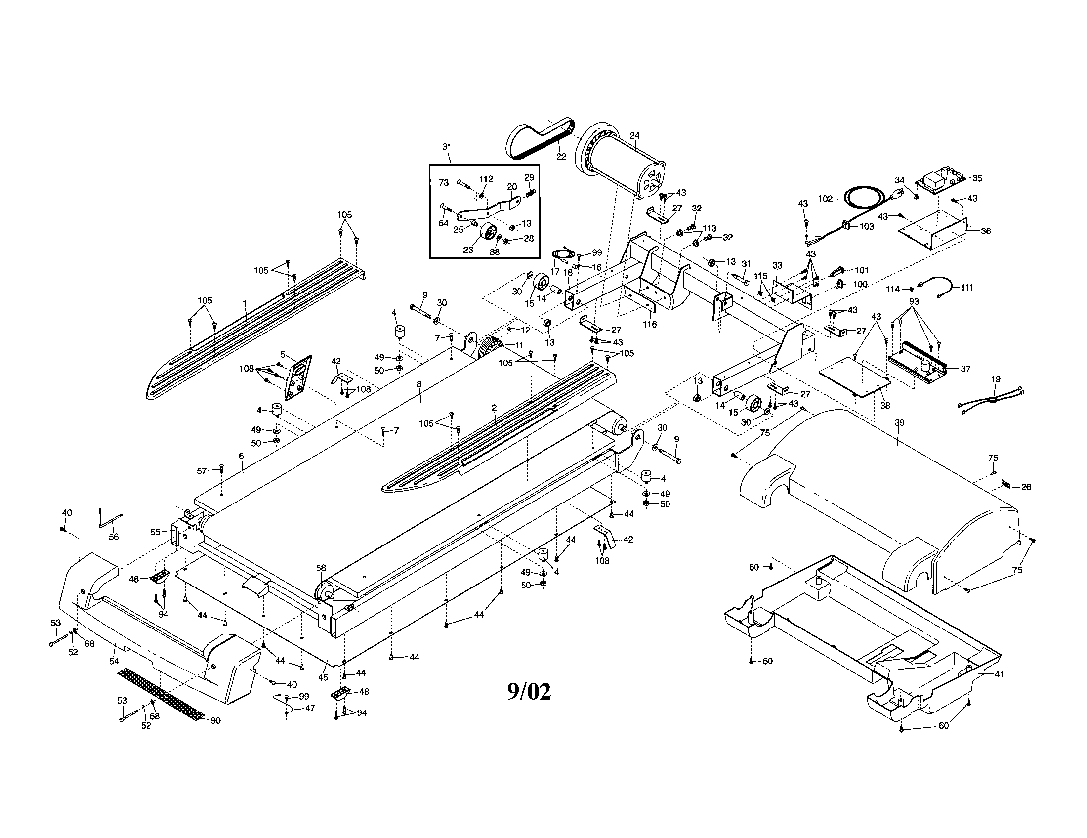 Proform PFTL14923 motor and walking belt diagram