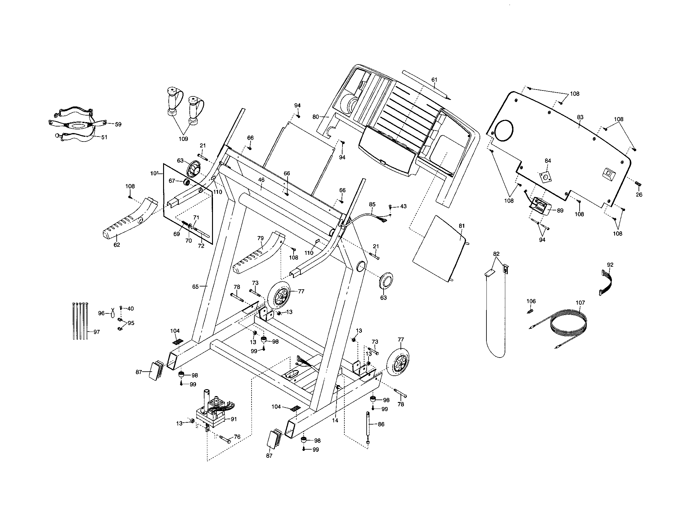 Proform PFTL14923 console base/handrail diagram