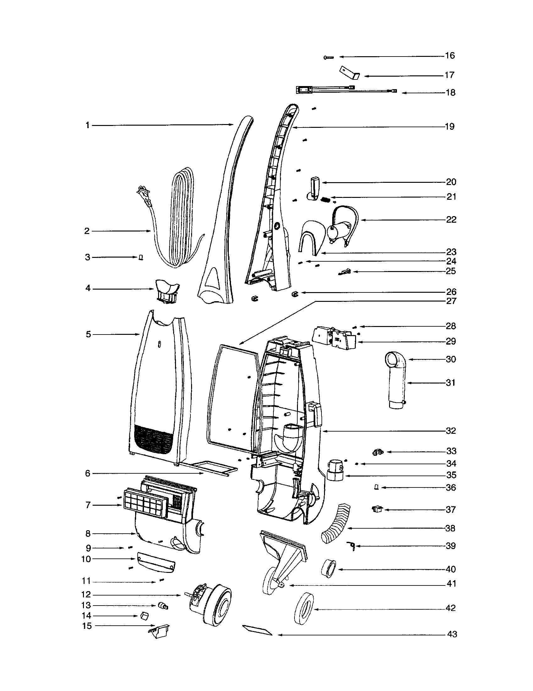 Eureka SE2273A motor/handle/bag cover diagram