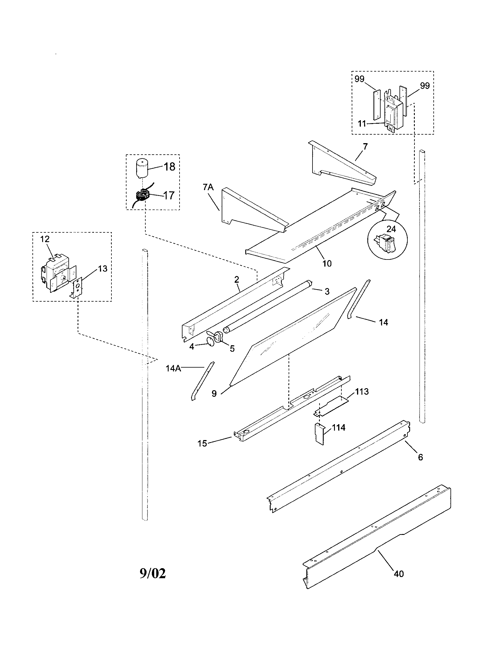 Tappan TEO356BHD1 splasher/light diagram
