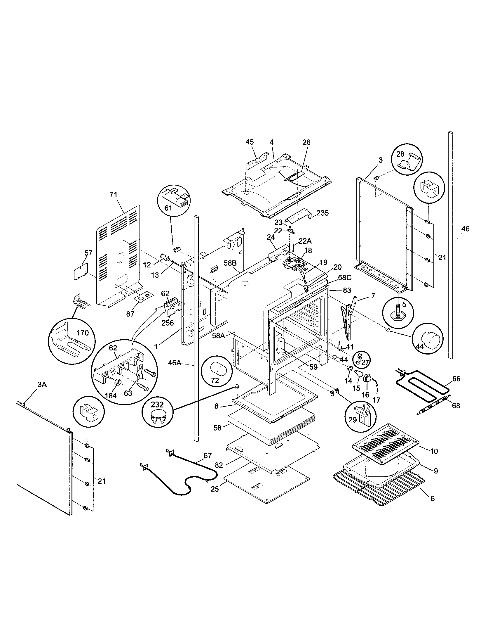 Tappan TEO356BHD1 lower body diagram