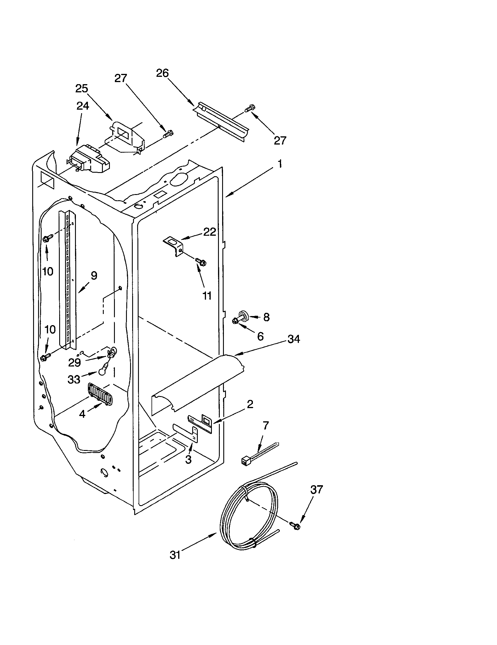 Whirlpool ED5YHGXLT01 refrigerator liner diagram