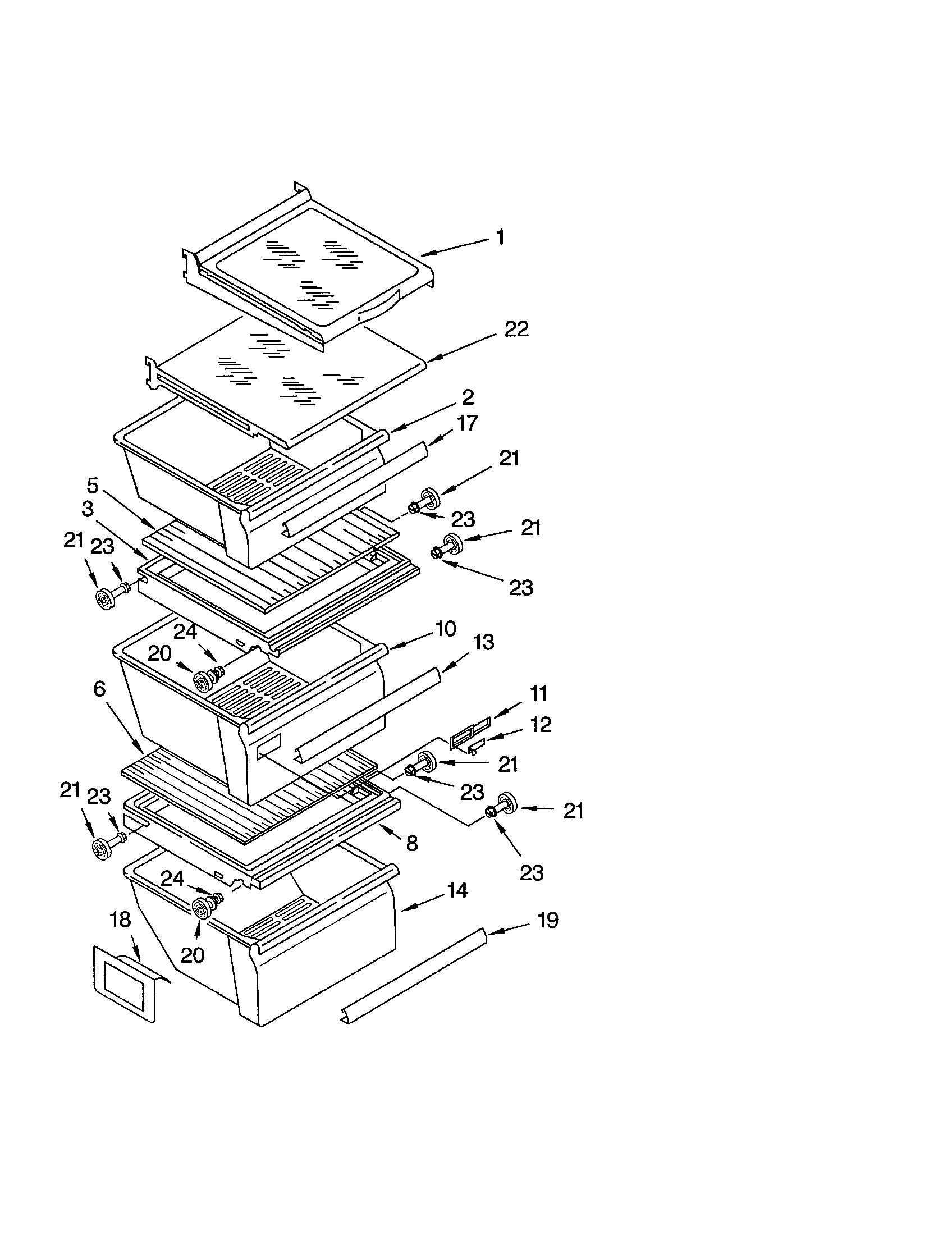 Whirlpool ED5YHGXLT01 refrigerator shelf diagram
