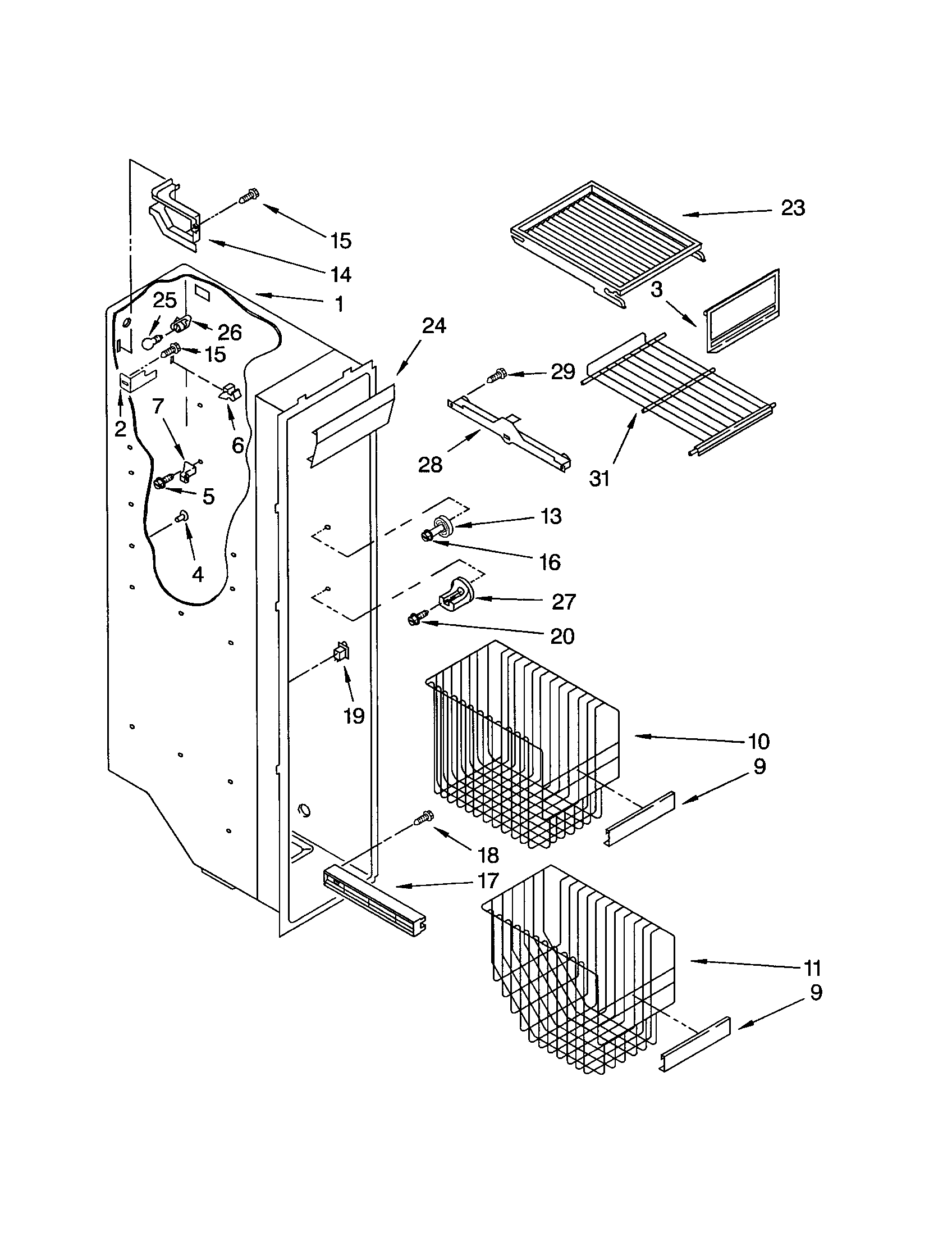 Whirlpool ED5YHGXLT01 freezer liner diagram