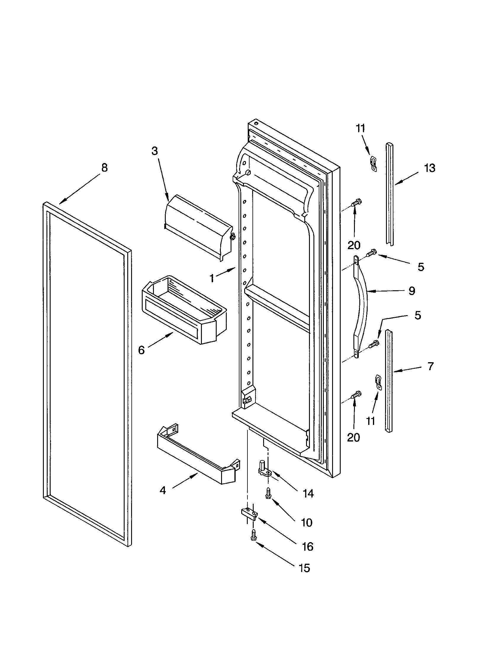 Whirlpool ED5YHGXLT01 refrigerator door diagram