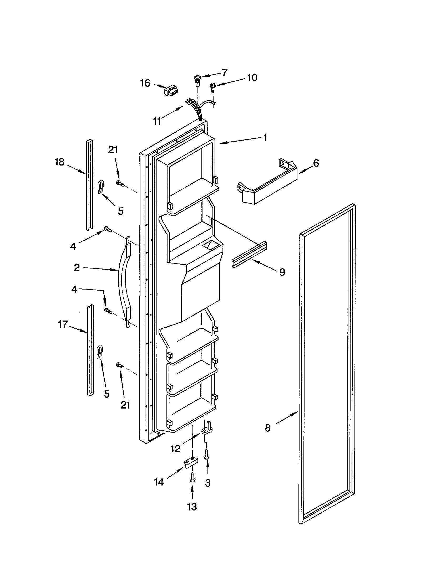 Whirlpool ED5YHGXLT01 freezer door diagram