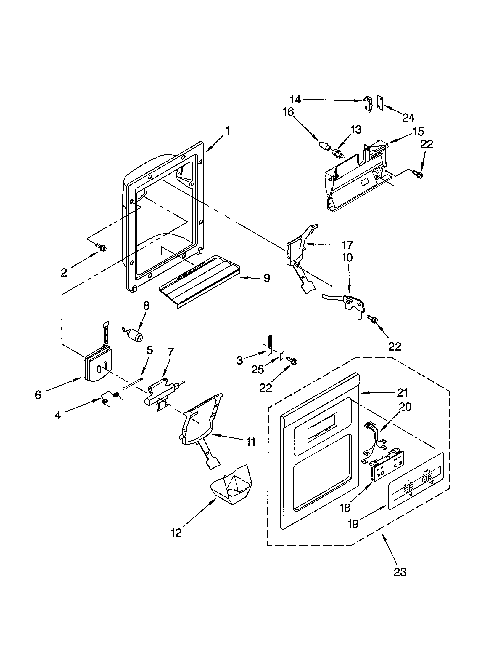 Whirlpool ED5YHGXLT01 dispenser front diagram