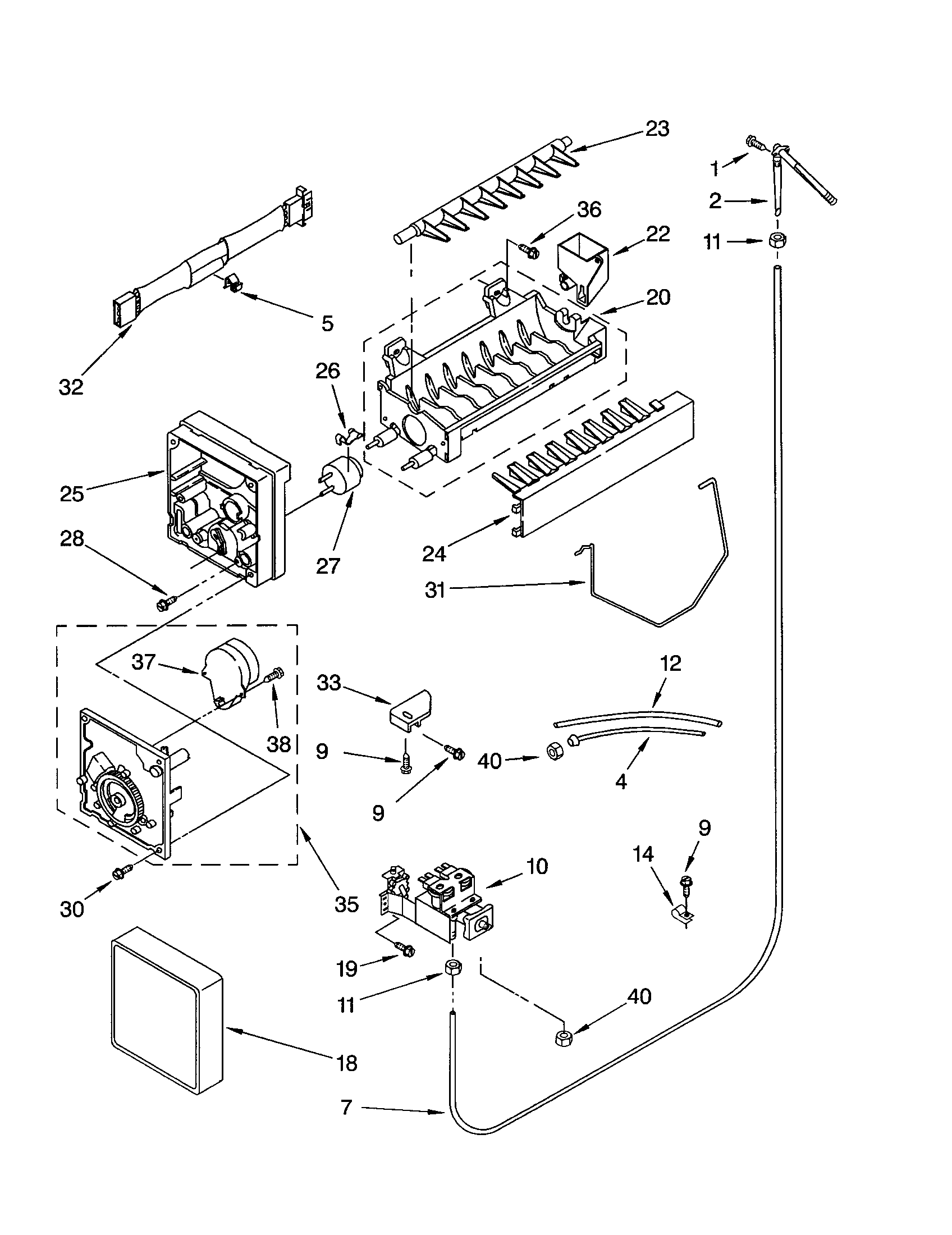 Whirlpool ED5YHGXLT01 icemaker diagram