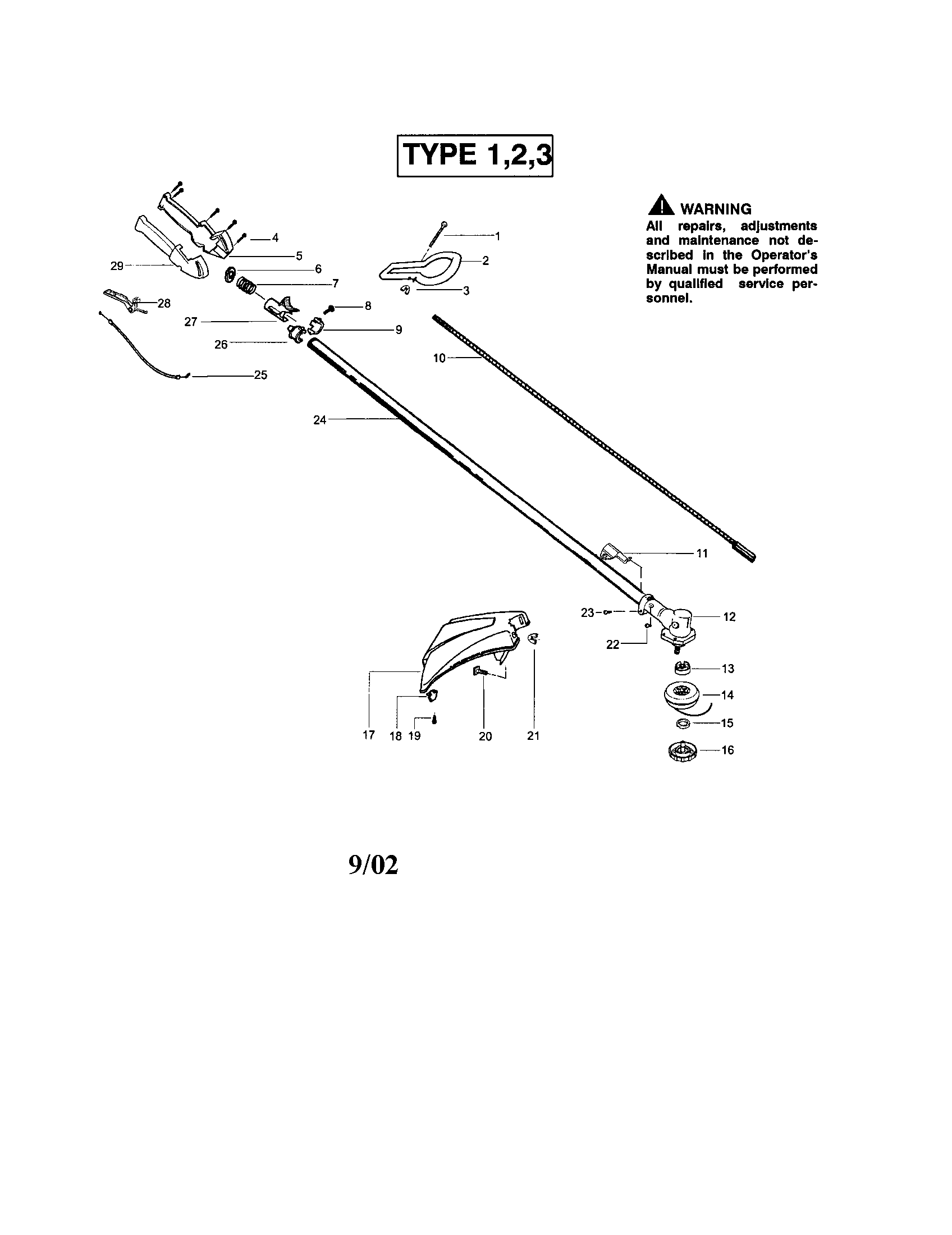 Poulan TE500CXL driveshaft and housing/shield diagram