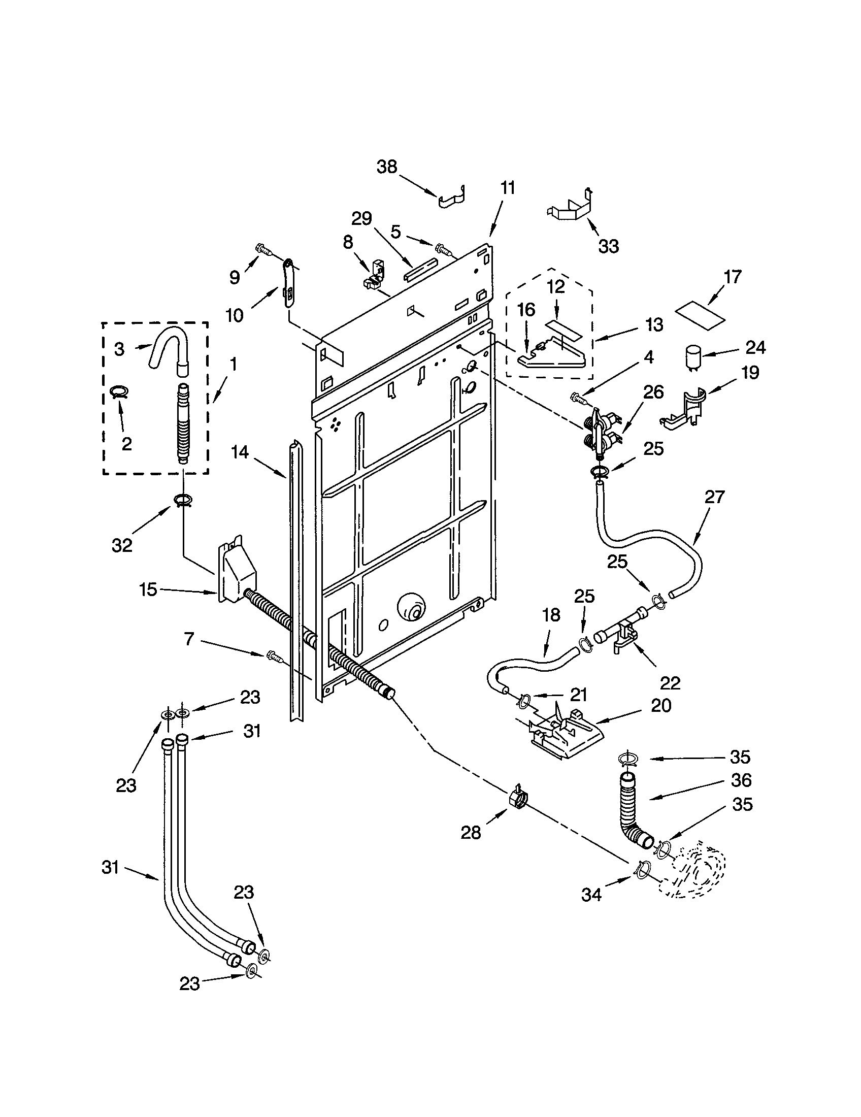 Kenmore Elite 11023014101 rear panel diagram