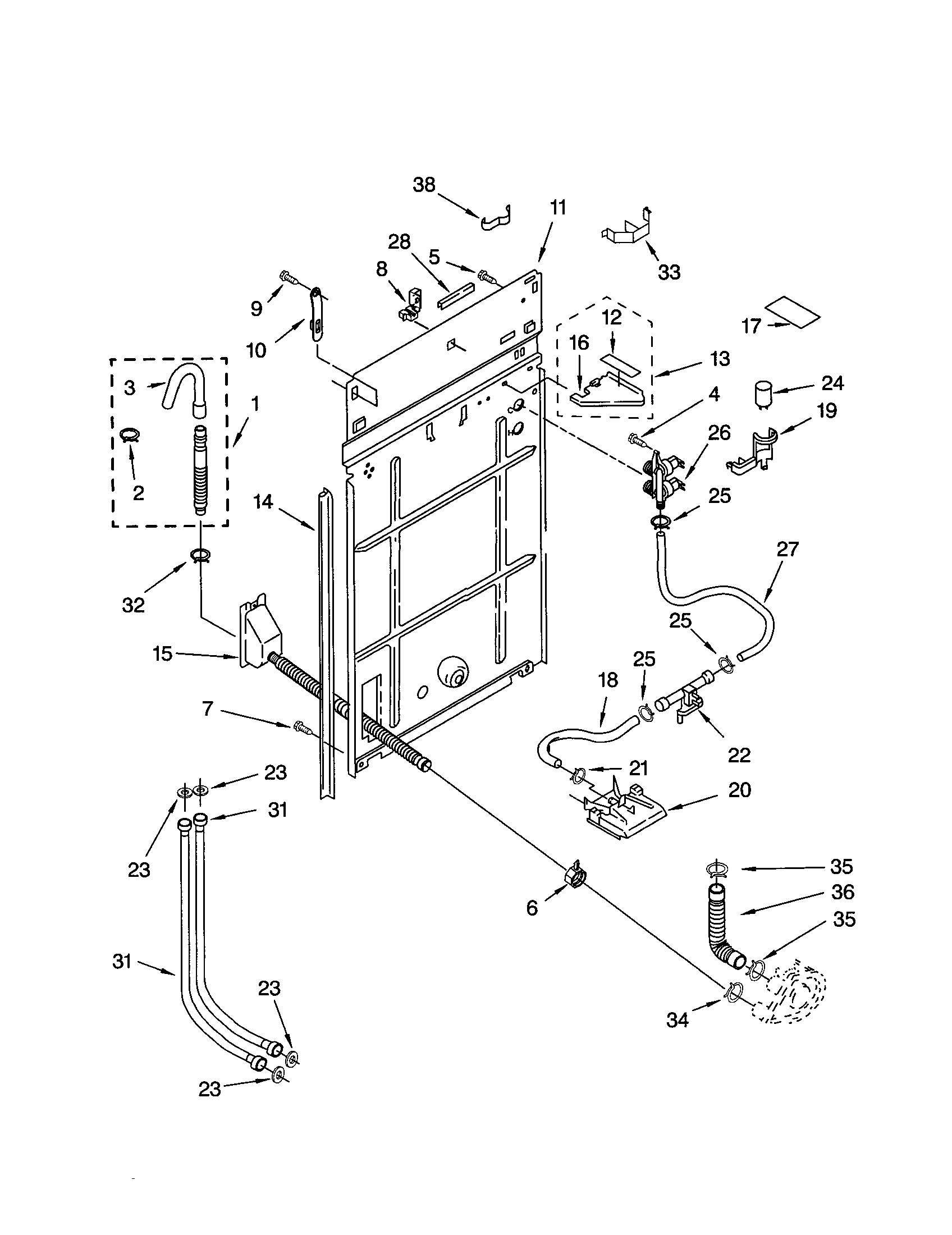 Kenmore Elite 11023022101 rear panel diagram