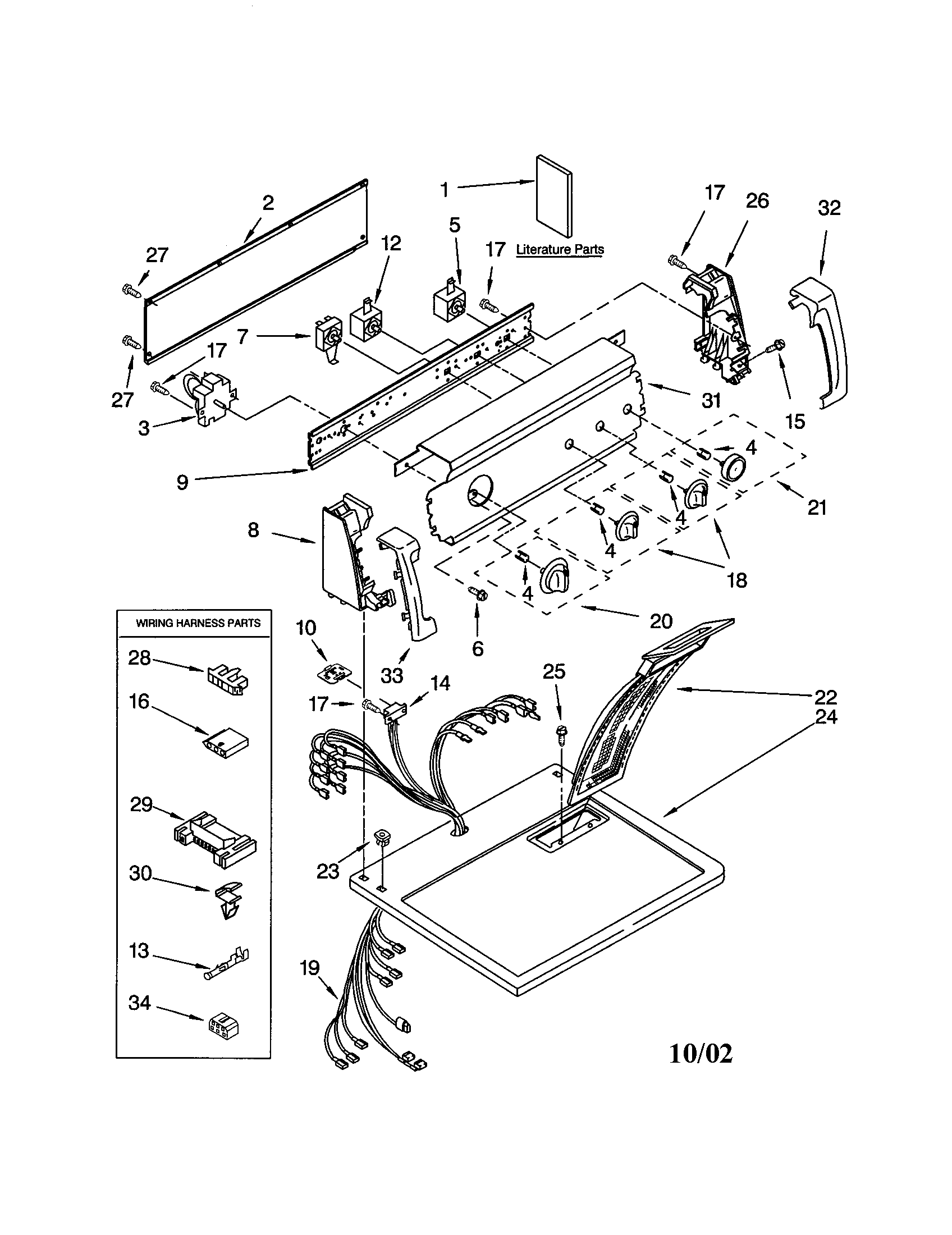 Kenmore 11064932200 top and console diagram