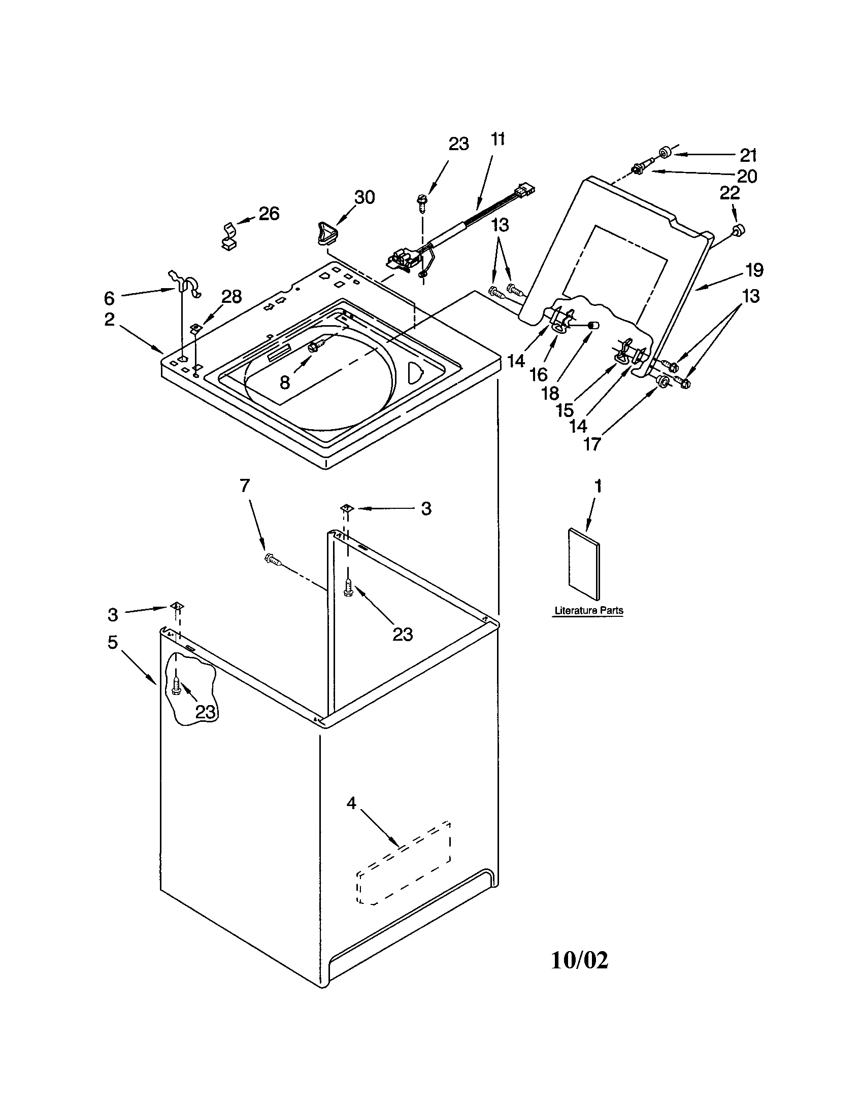 Kenmore 11022862101 top and cabinet diagram