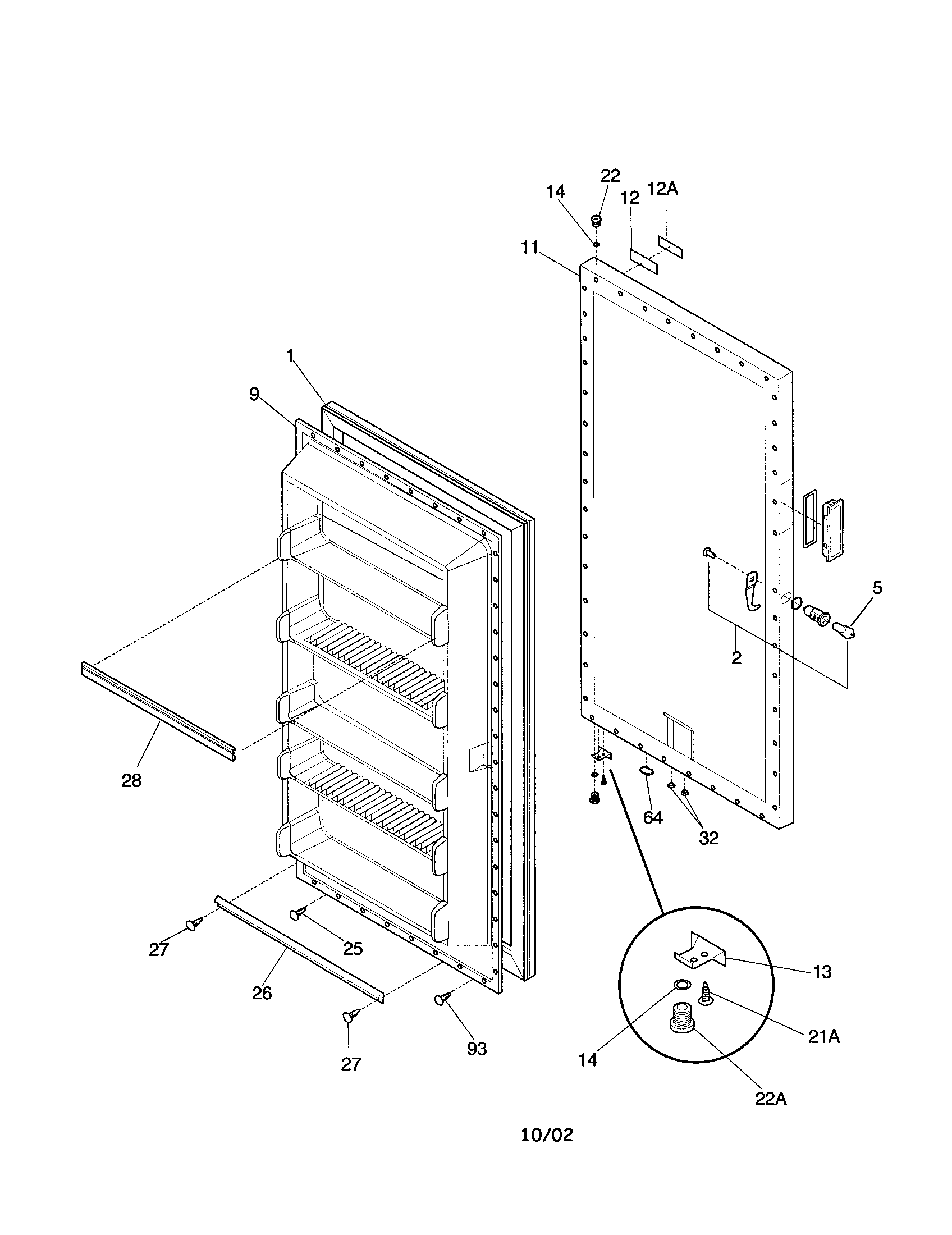 Universal/Multiflex (Frigidaire) MFU21M3GW1 door diagram