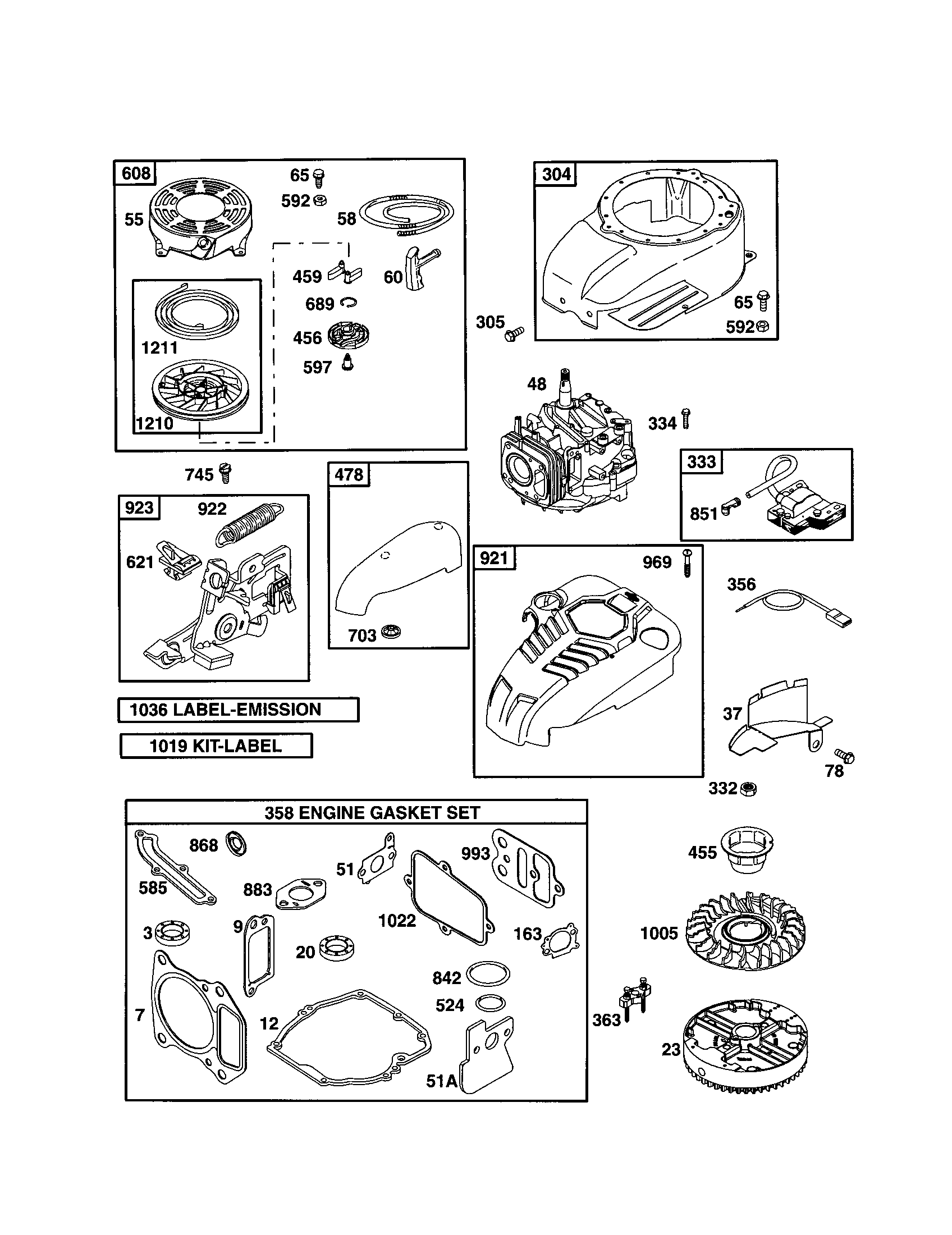 Craftsman 917377710 short block/starter-rewind diagram