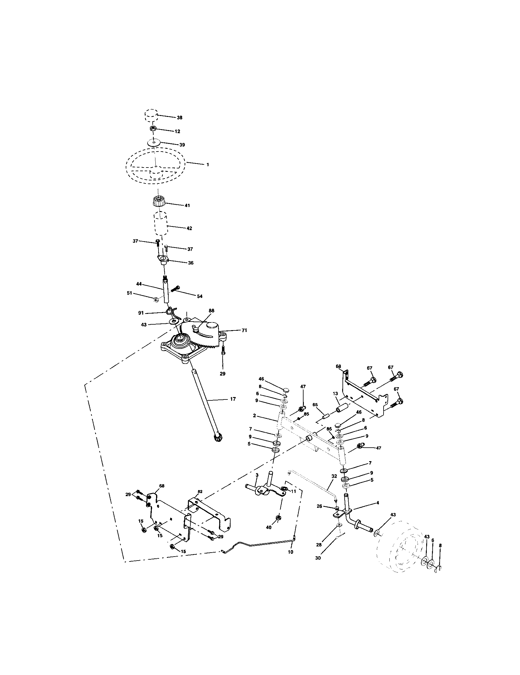 Craftsman 917272650 steering assembly diagram