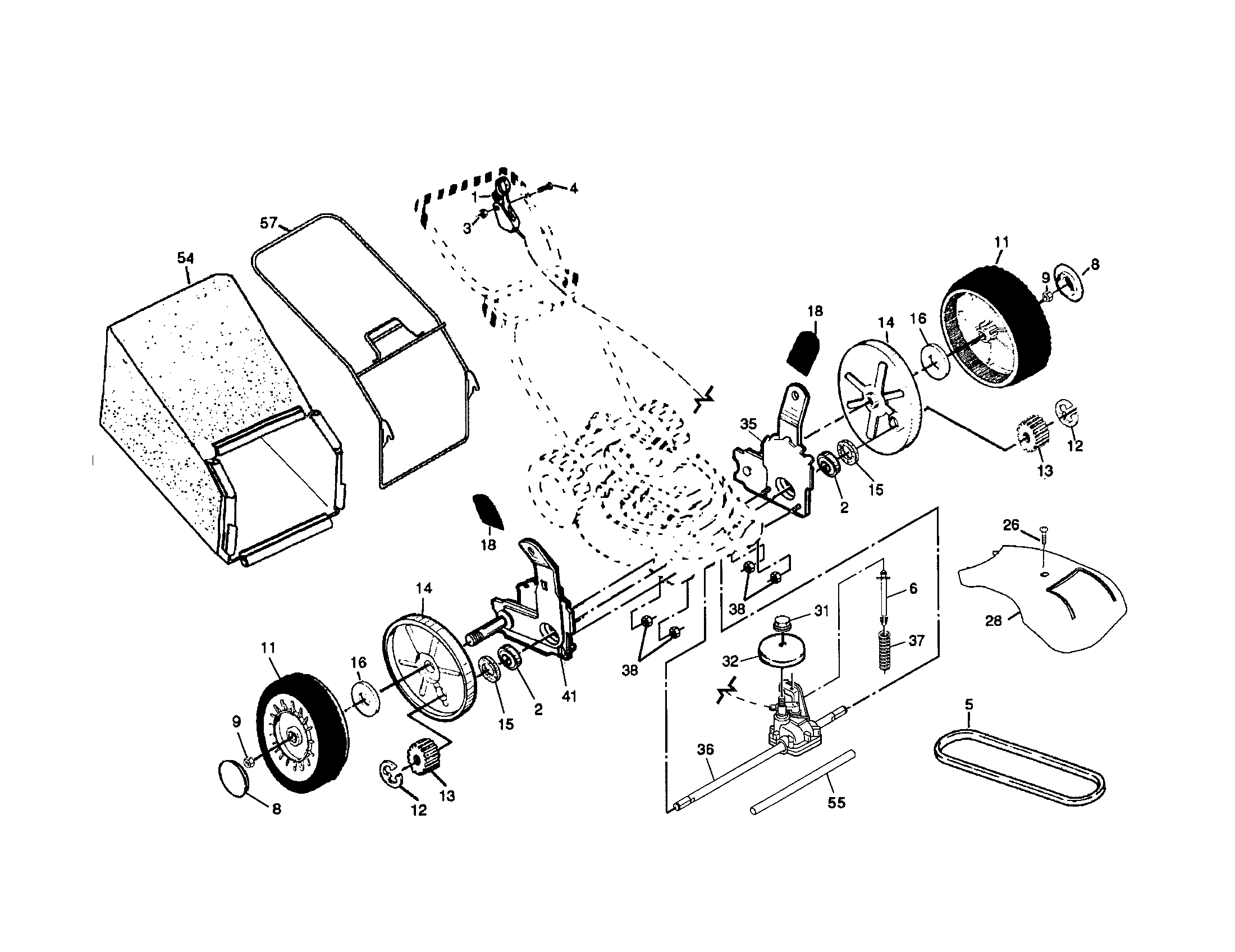 Craftsman 917378352 wheels/tires/bag diagram