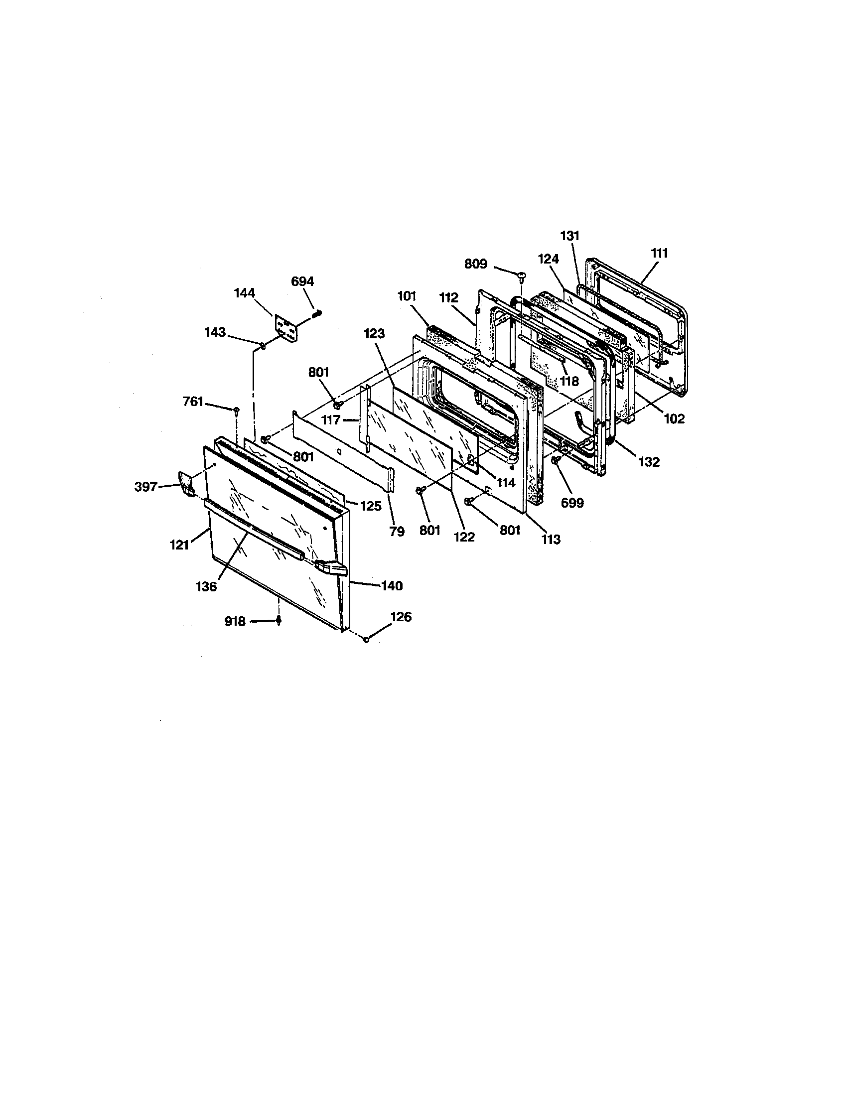 GE JKP15BW2BB oven door diagram