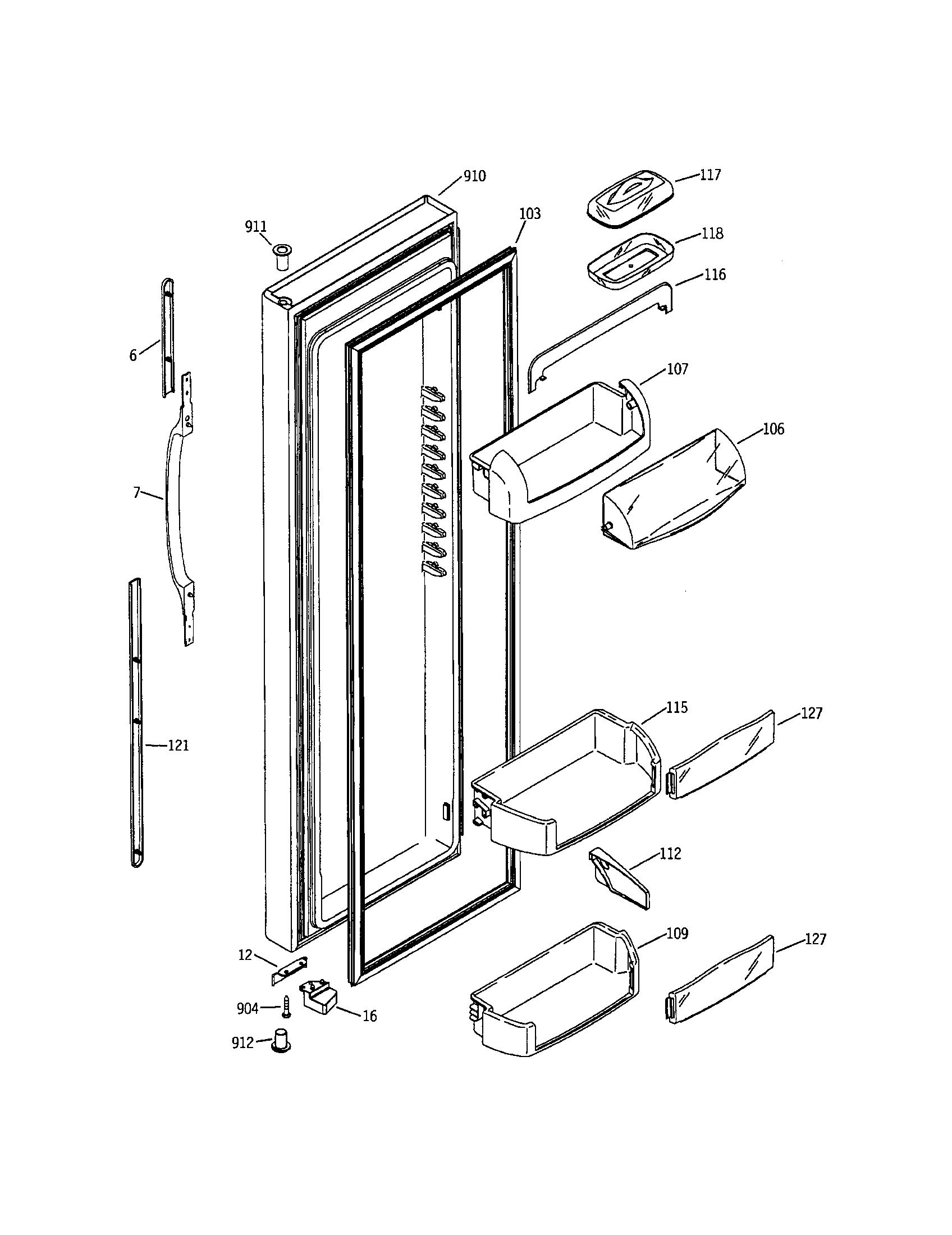 GE GSS25TGMAWW refrigerator door diagram