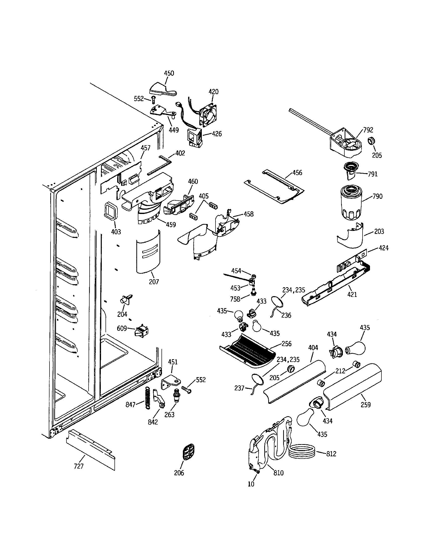 GE GSS25TGMAWW fresh food section diagram