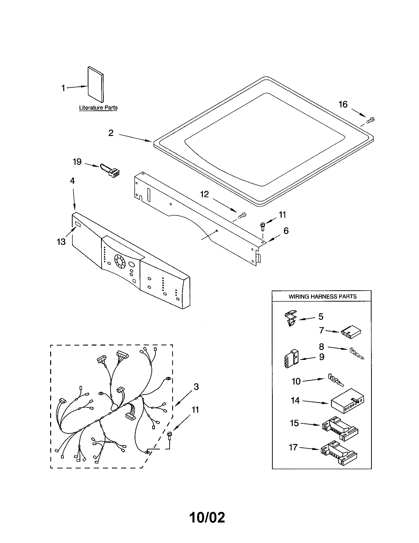 Kenmore 11094832200 top and console diagram