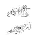 GE DDG7286RCL drum/duct/blower/drive assy. diagram