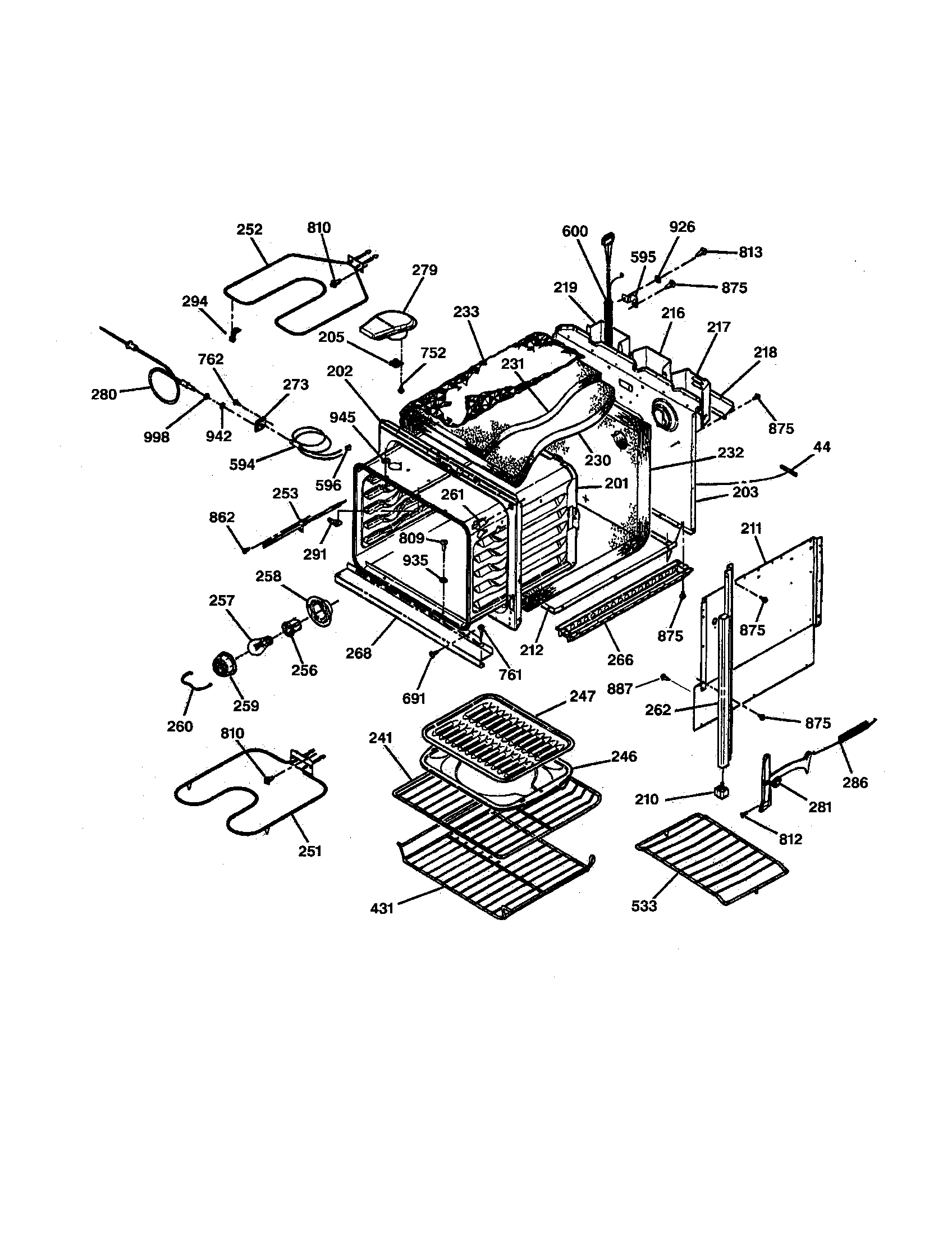 GE JKP18AW2AA body diagram