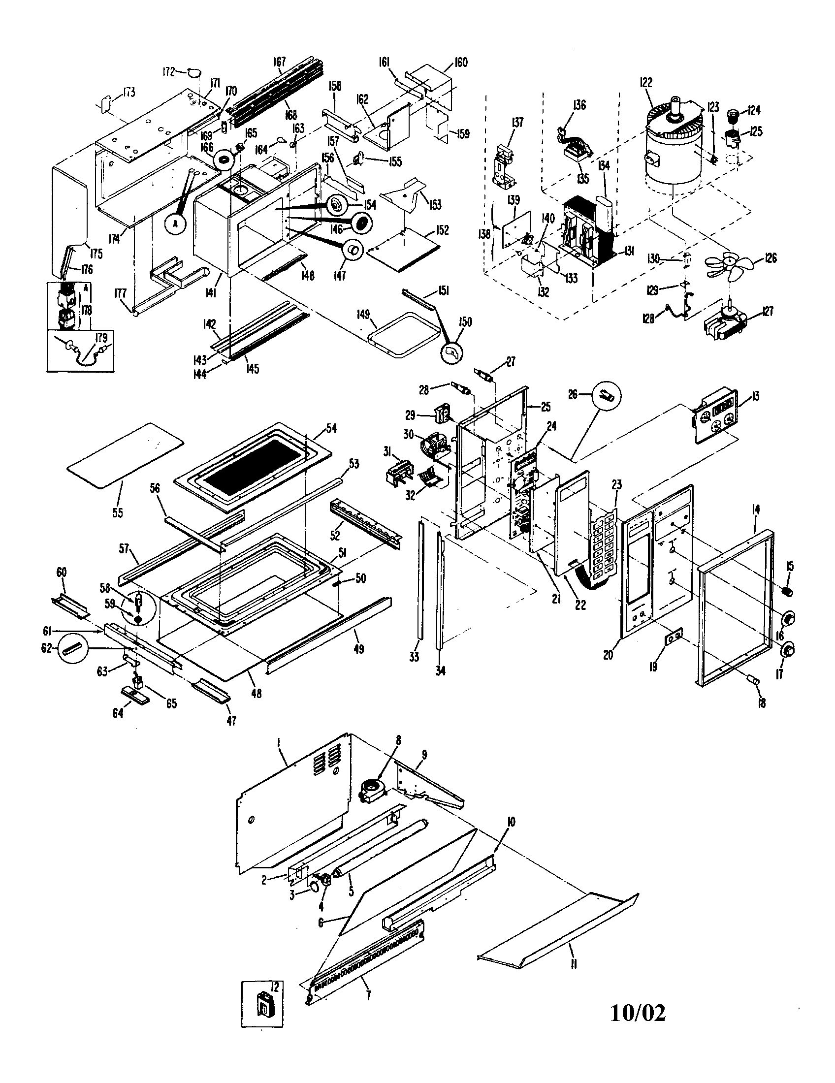 Hotpoint RGH946GEH1 door panel/panel control/fan motor diagram