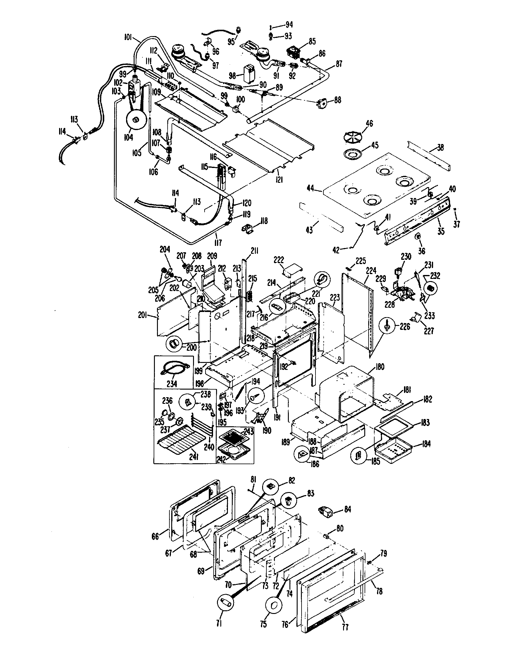 Hotpoint RGH946GEH1 cooktop and oven diagram