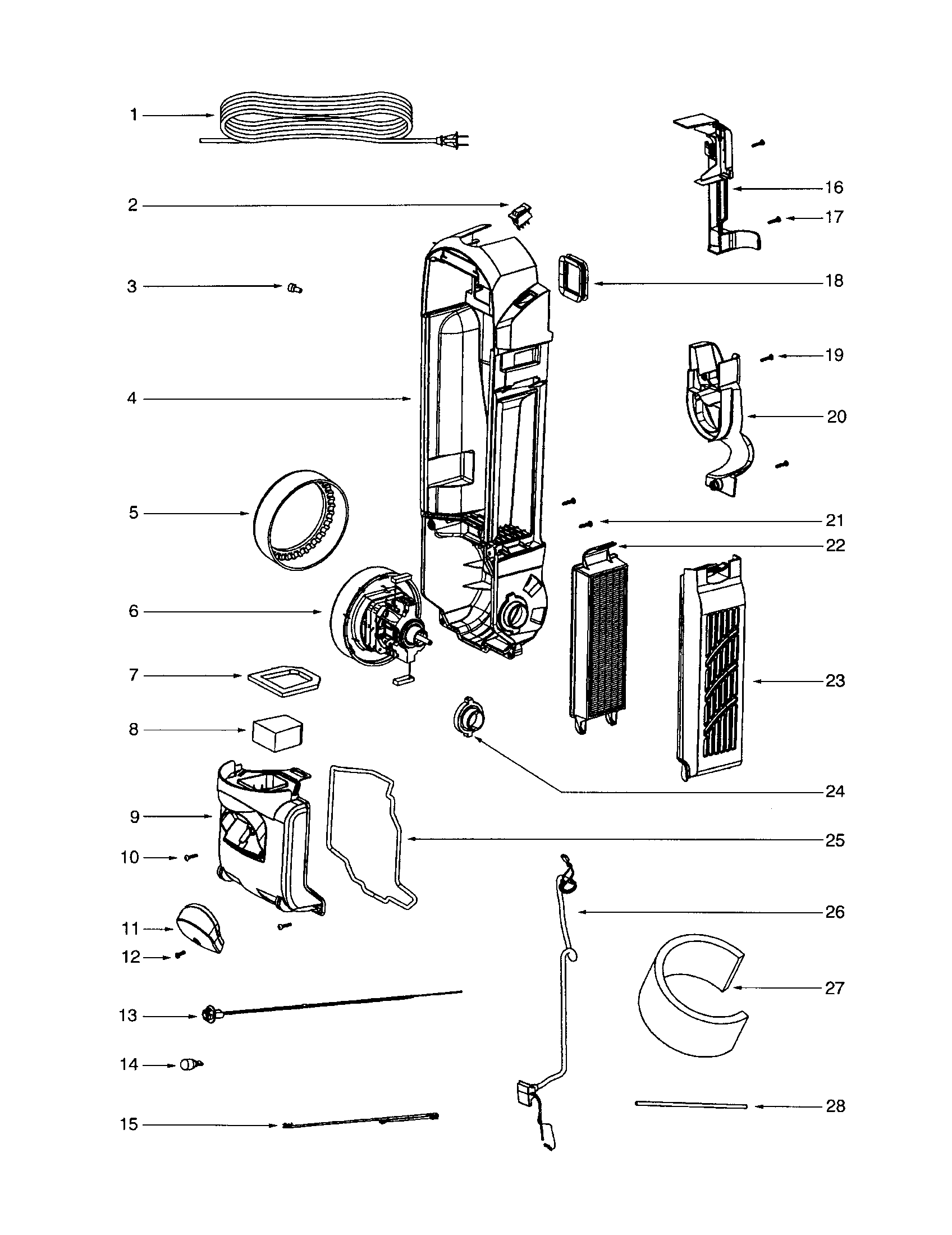 Eureka 5740A-1 motor and motor cover/housing diagram