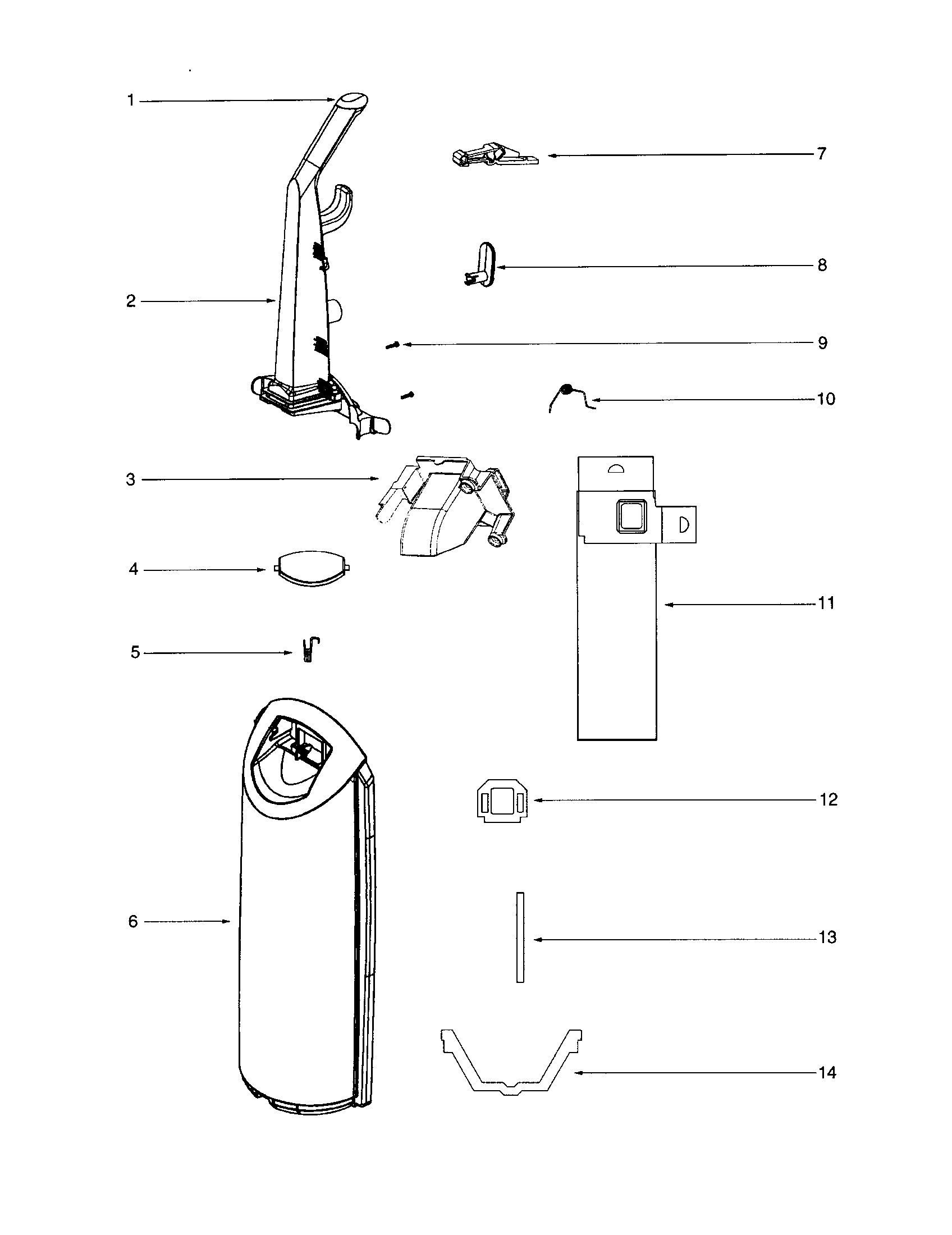 Eureka 5810A-1 handle/bag cover diagram