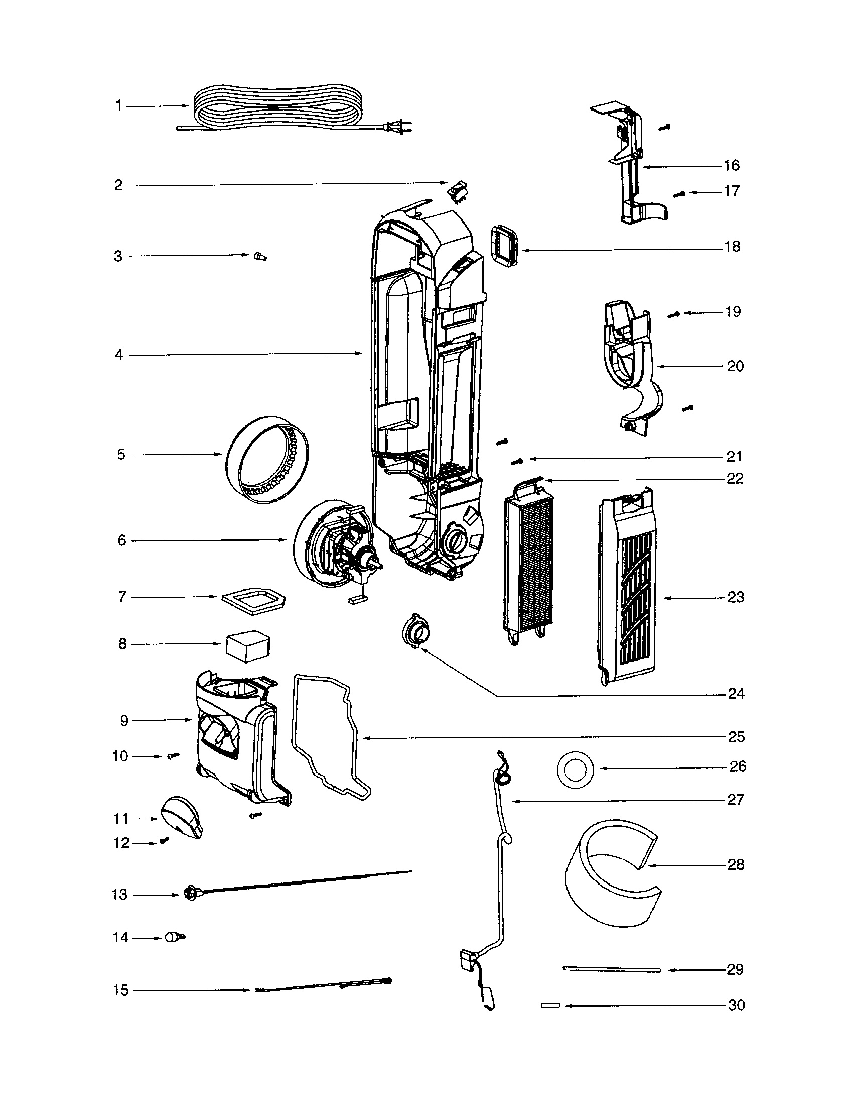 Eureka 5847AZ motor and motor cover/housing diagram