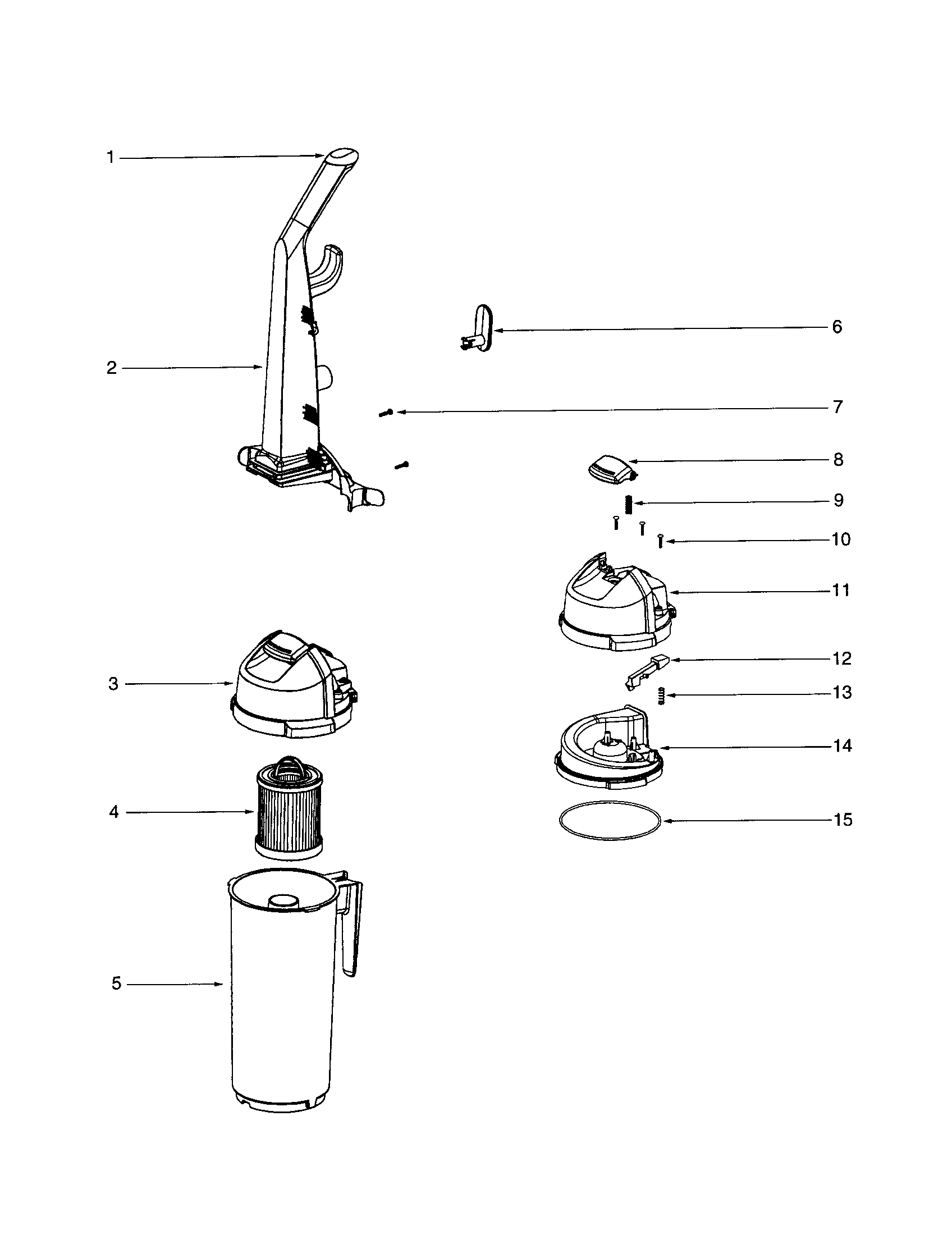 Eureka 5847AZ handle/cyclone diagram