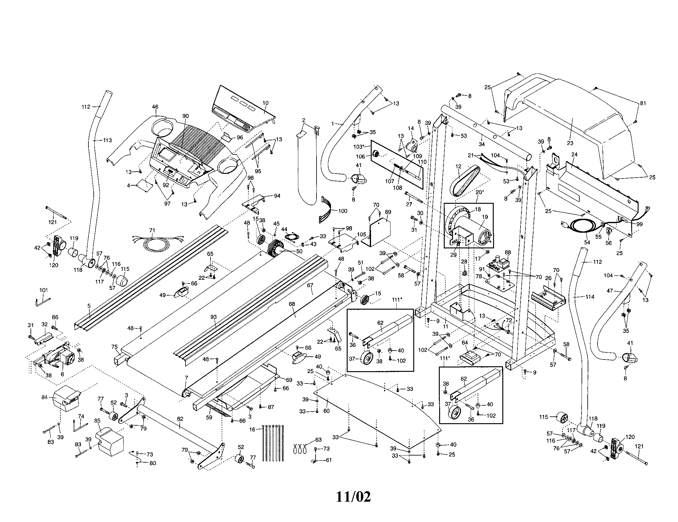 Proform 831293230 console/walking belt/motor diagram