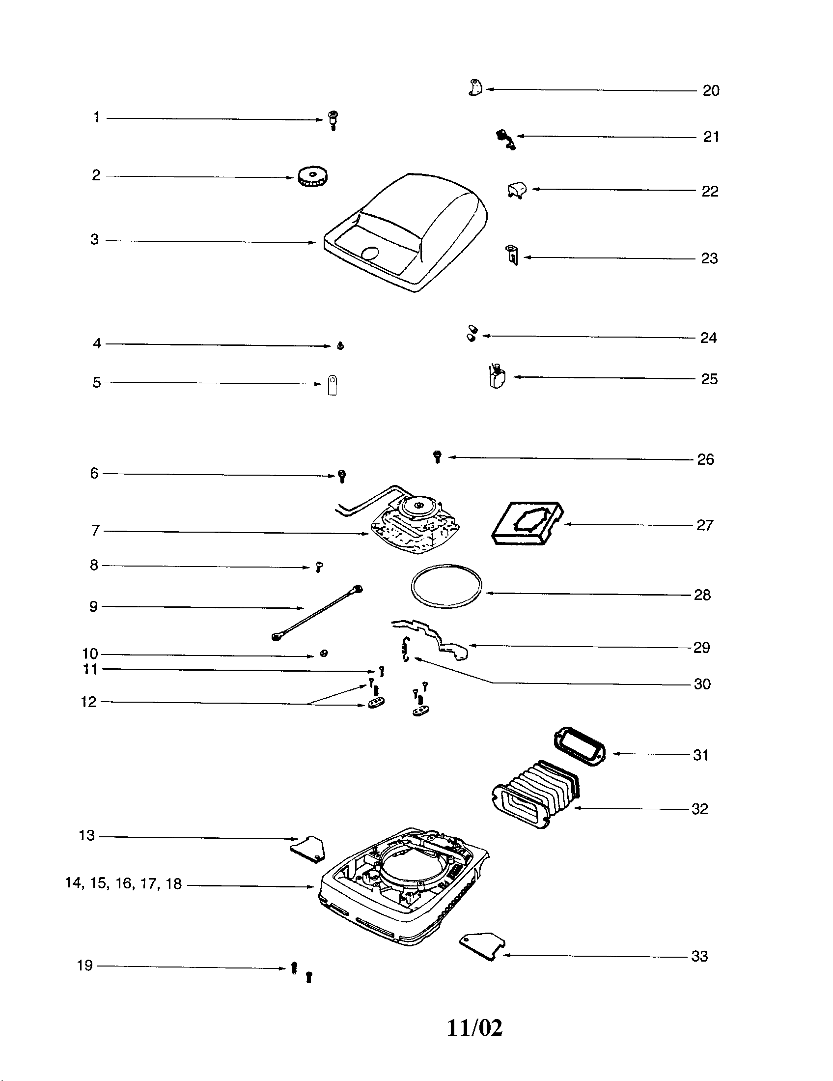 Eureka C2132B hood/base diagram