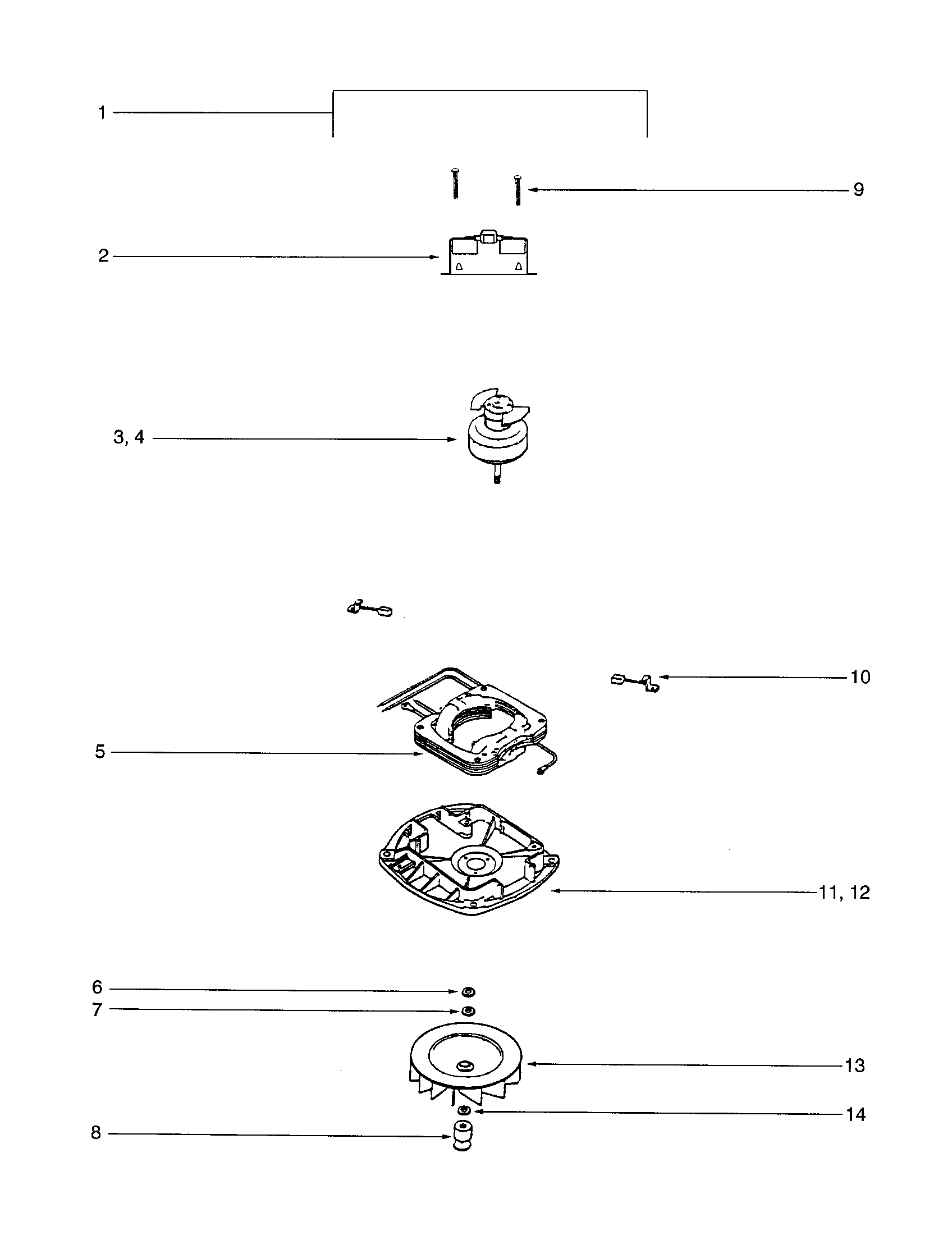 Eureka C2132B motor and fan assemblies diagram