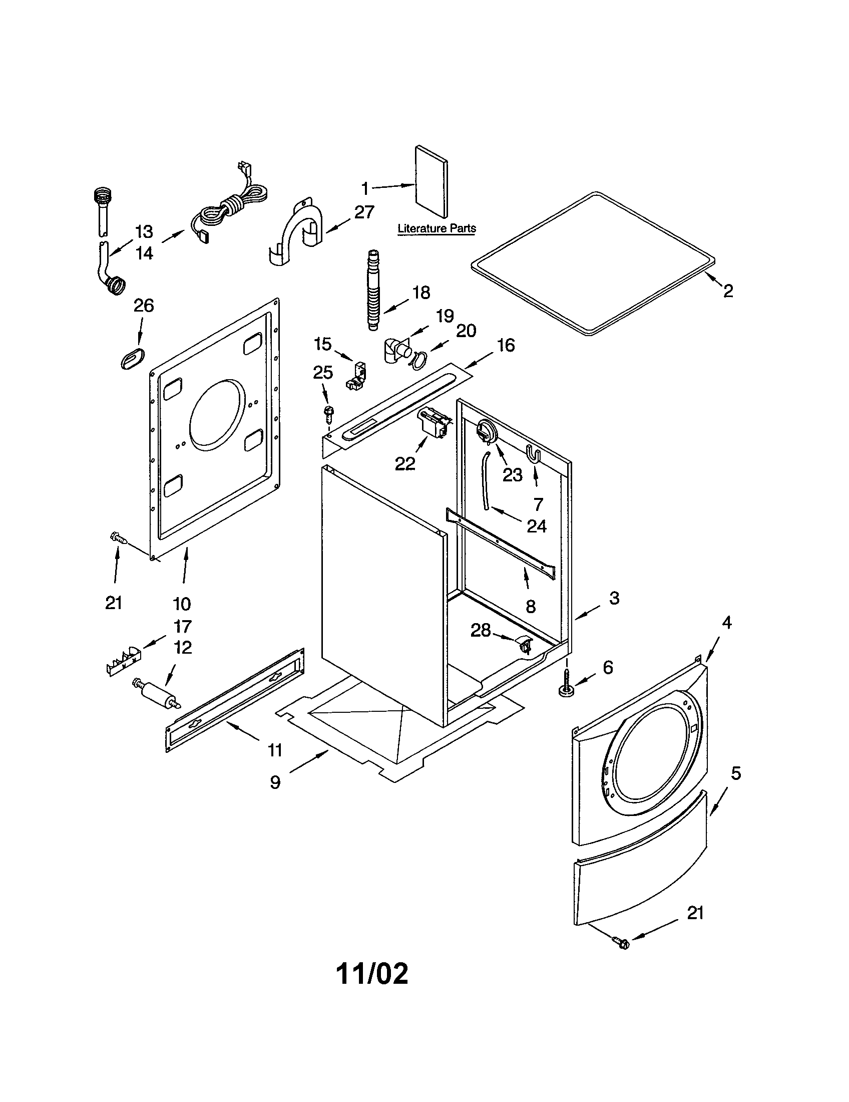 Kenmore Elite 11042832201 top and cabinets diagram
