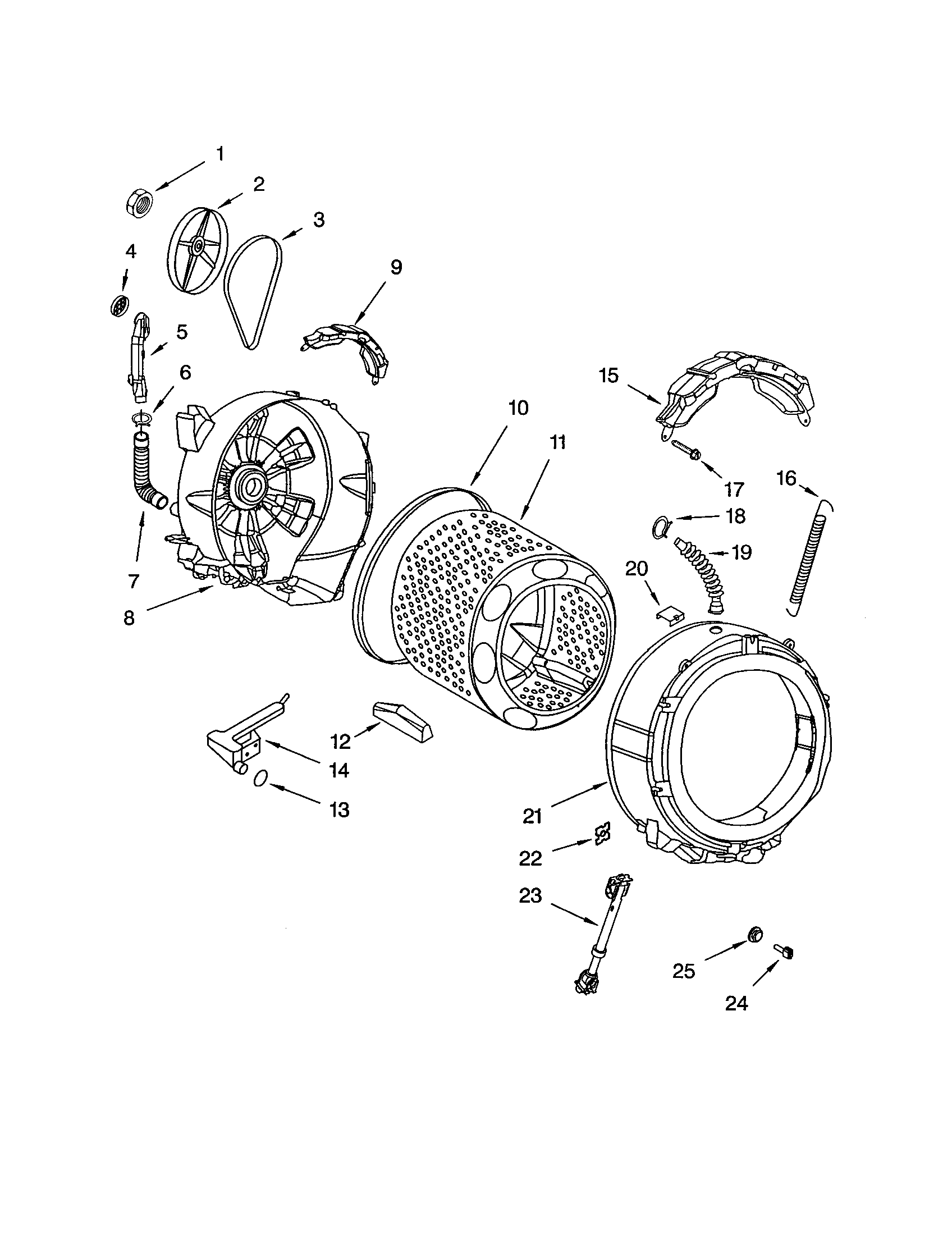 Kenmore Elite 11042832201 tub and basket diagram