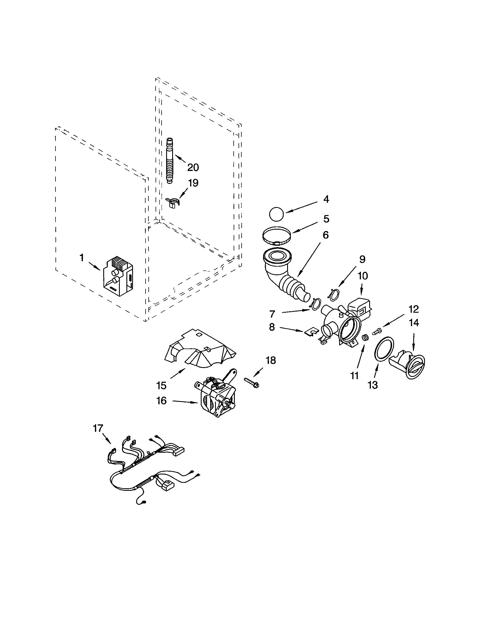 Kenmore Elite 11042832201 pump and motor diagram