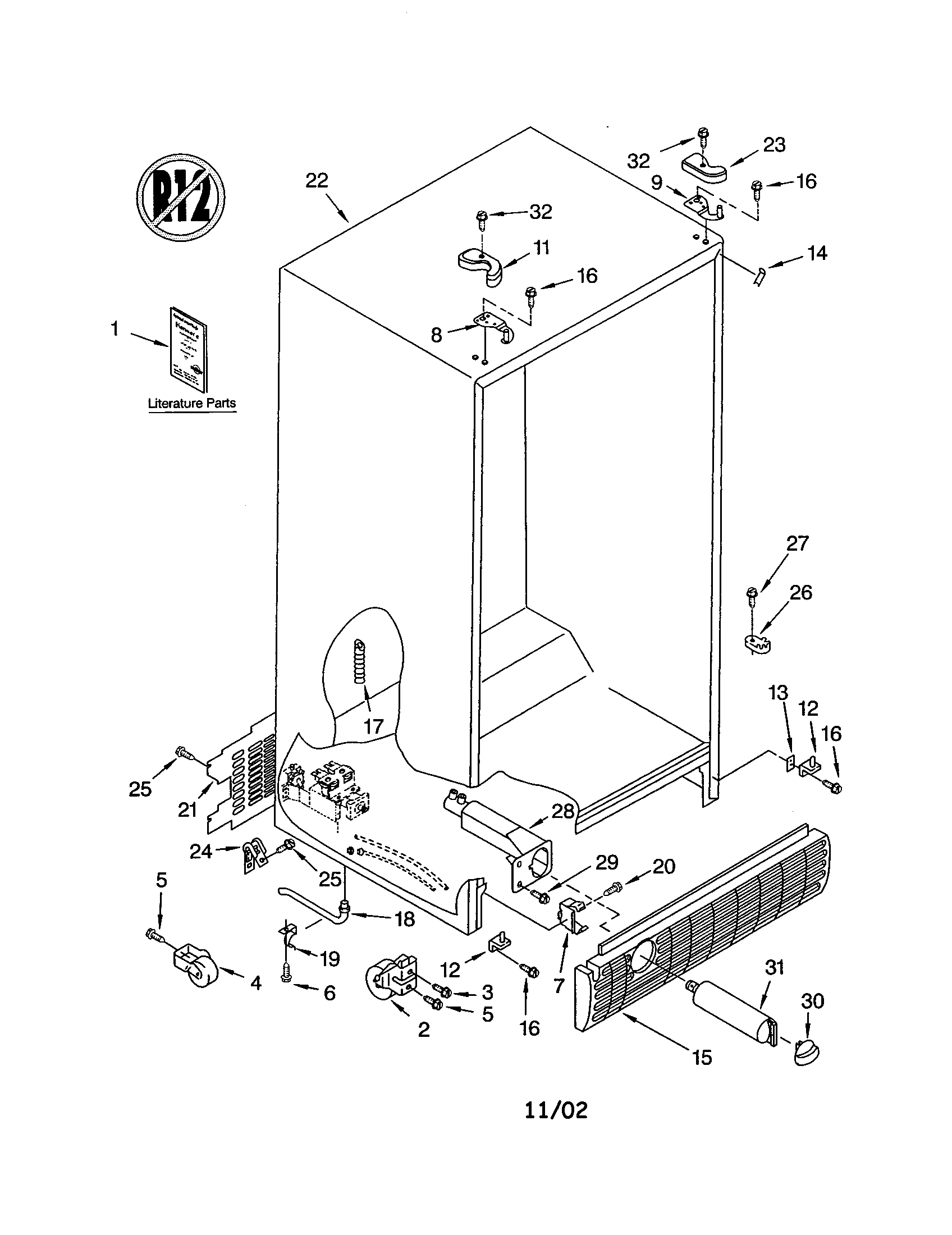 Kenmore 10653276300 cabinet diagram