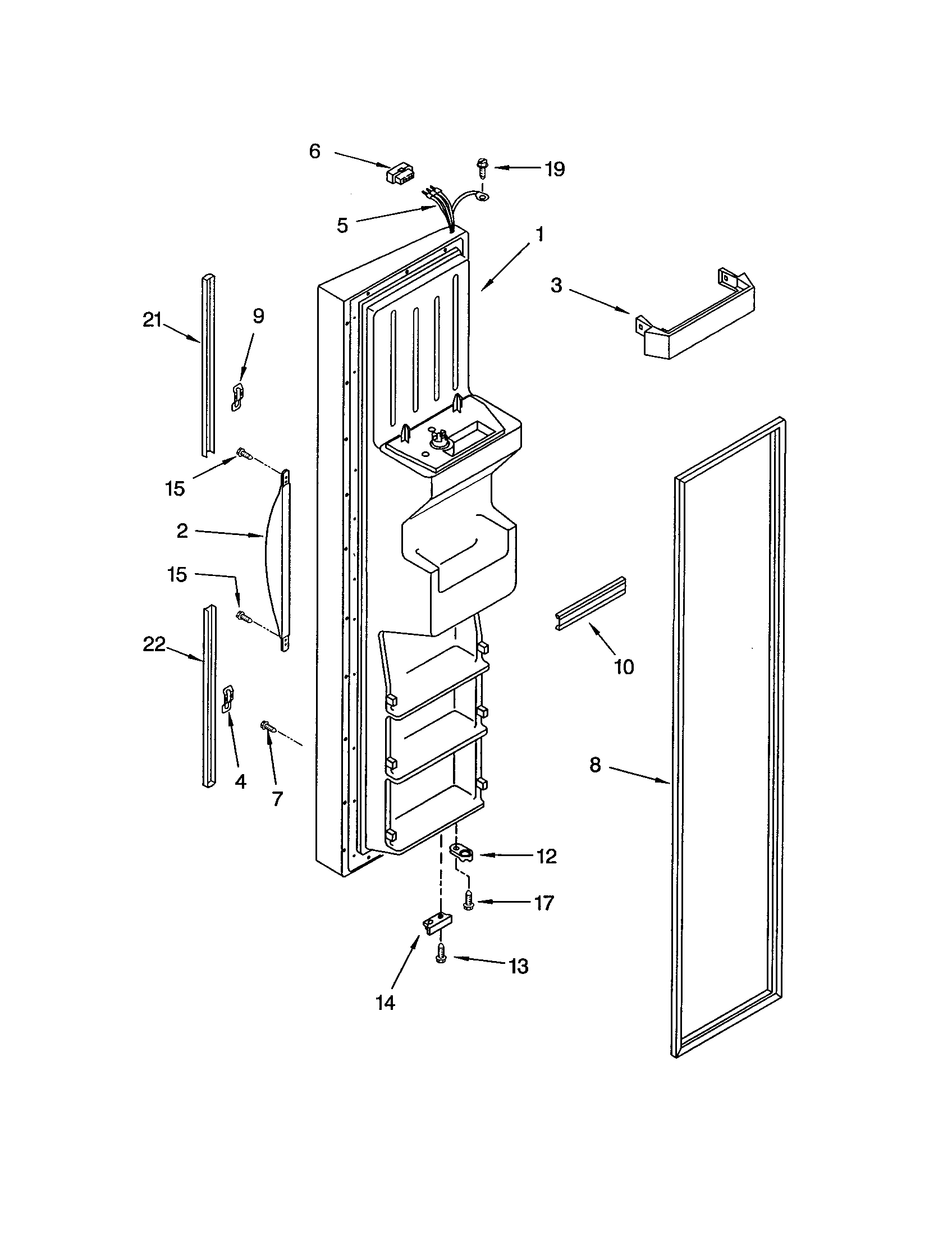 Kenmore 10653276300 freezer door diagram