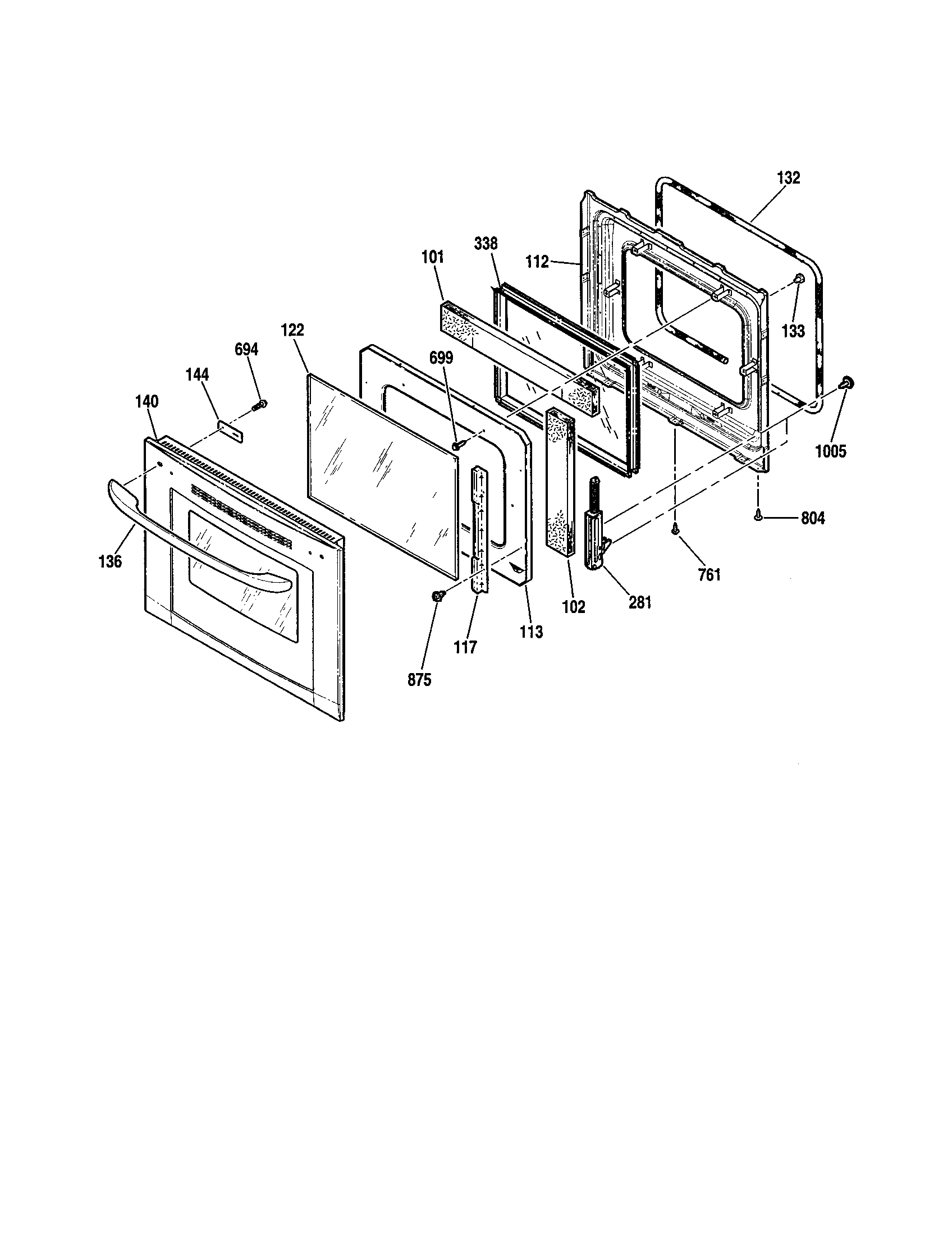 Kenmore 91147724200 upper door diagram