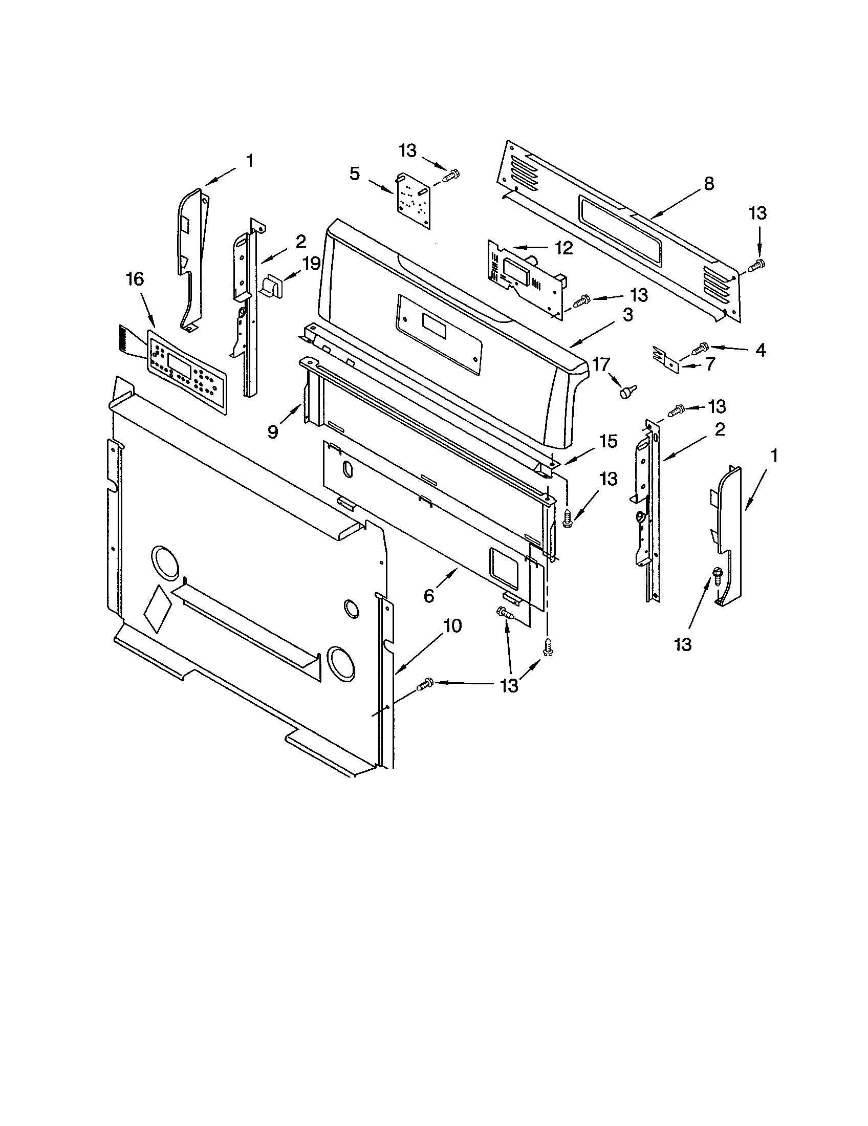 Kenmore 66572012103 control panel diagram