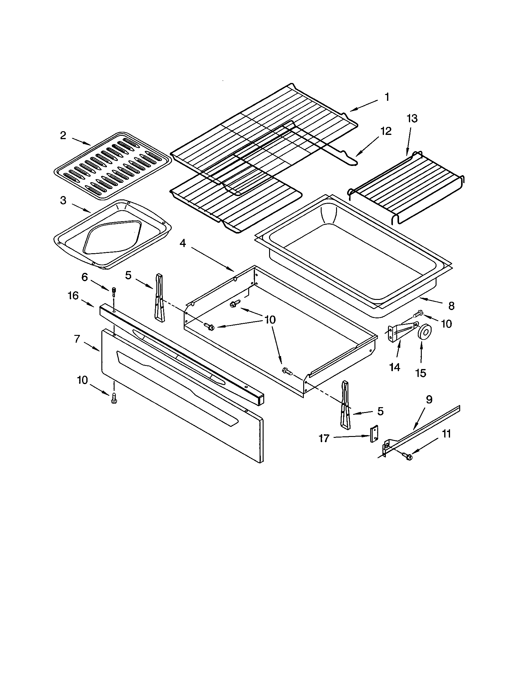 Kenmore 66572012103 drawer and broiler diagram