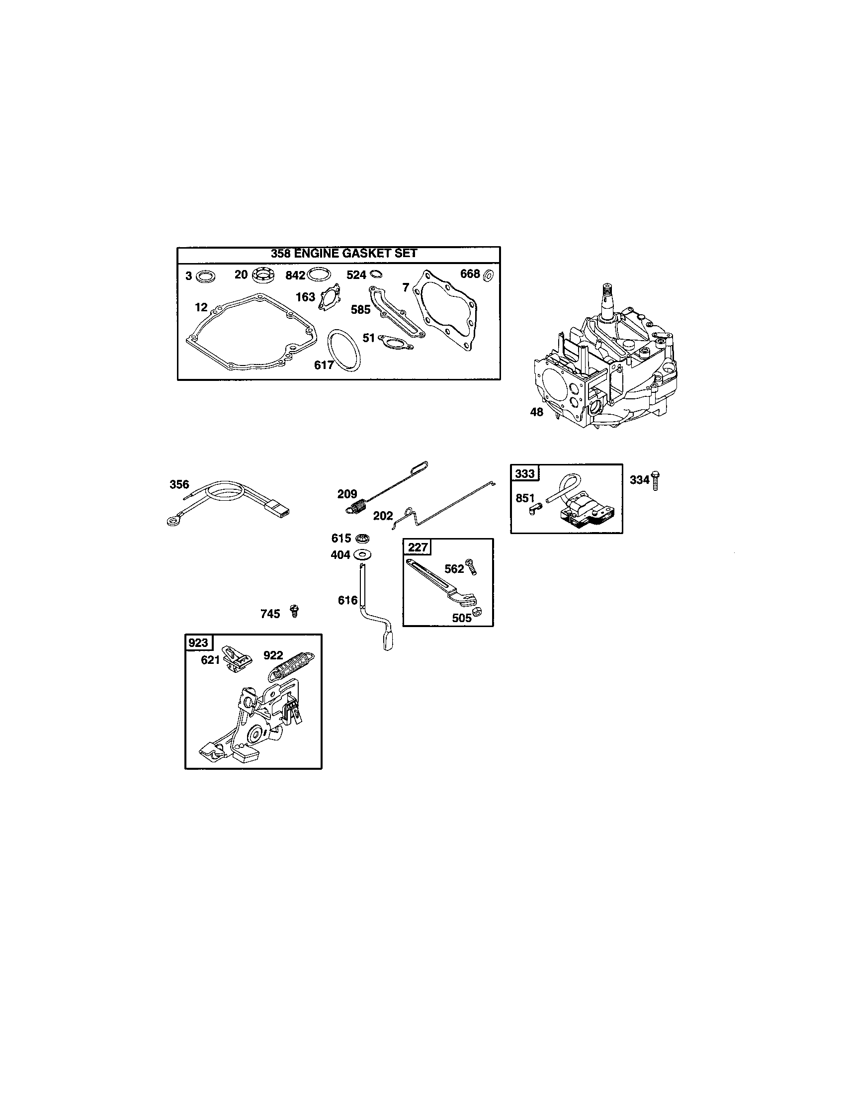 Craftsman 917378452 short block/engine gasket set diagram