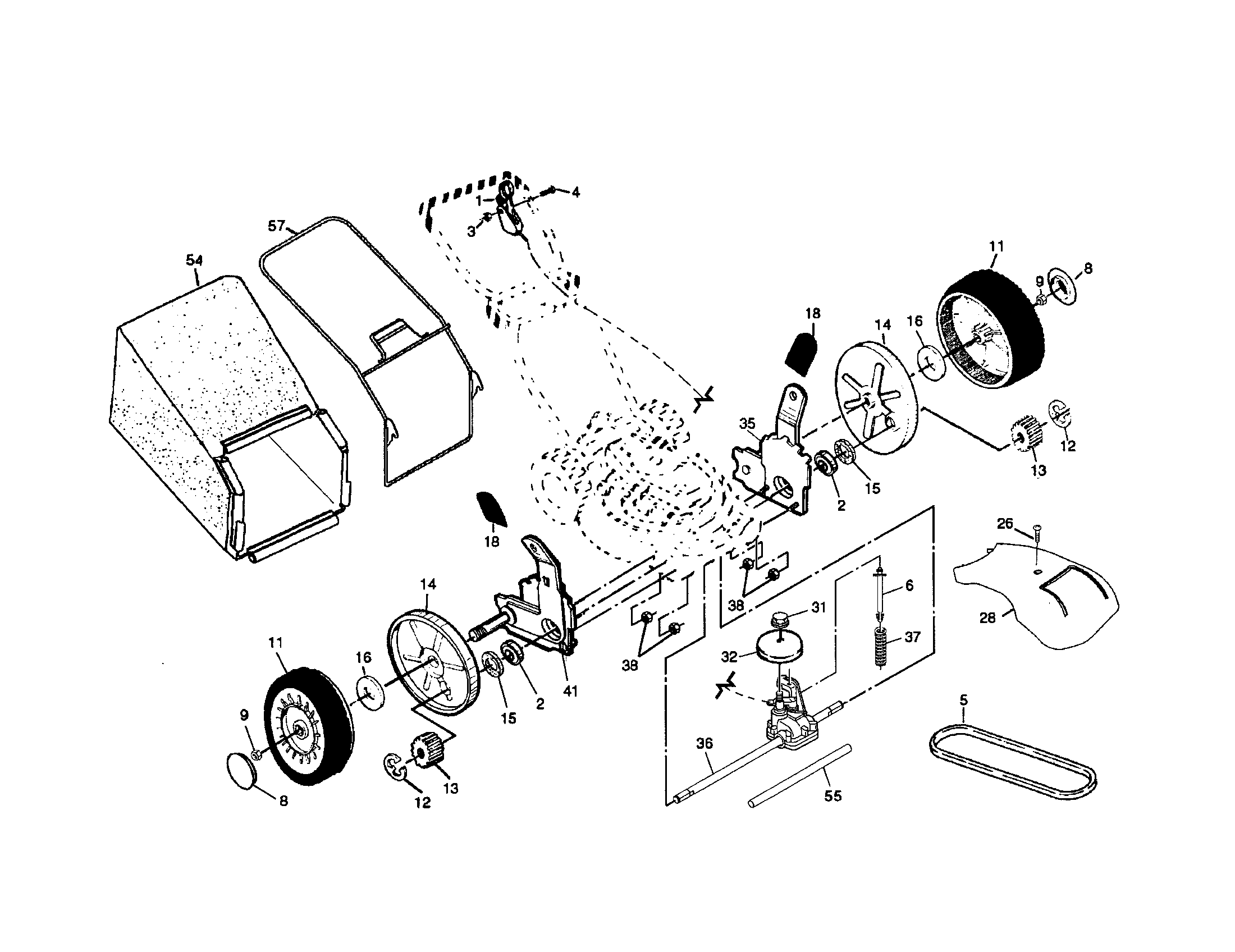 Craftsman 917378442 wheels/tires/bag diagram